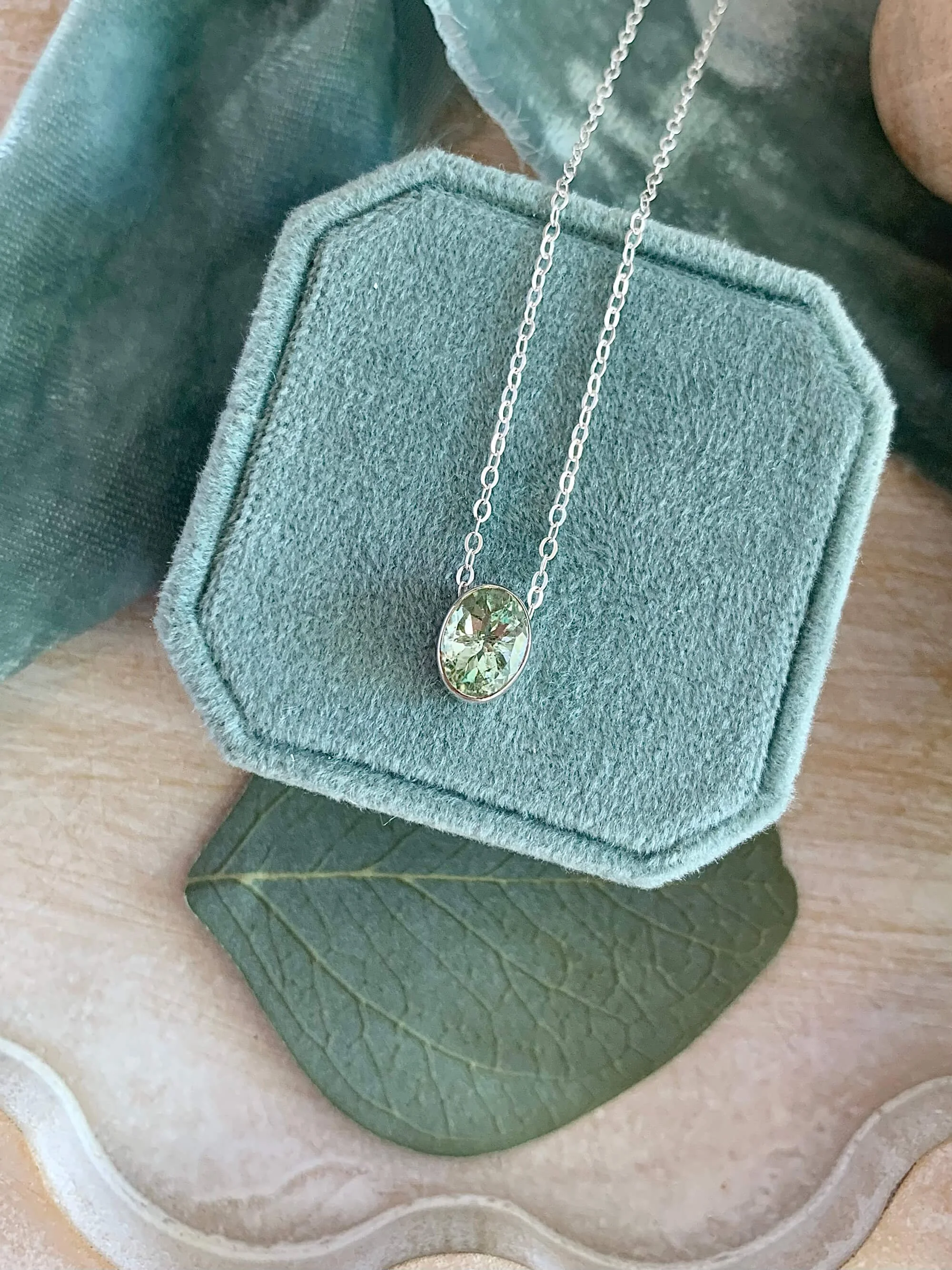Misty Green Tourmaline Silver Necklace