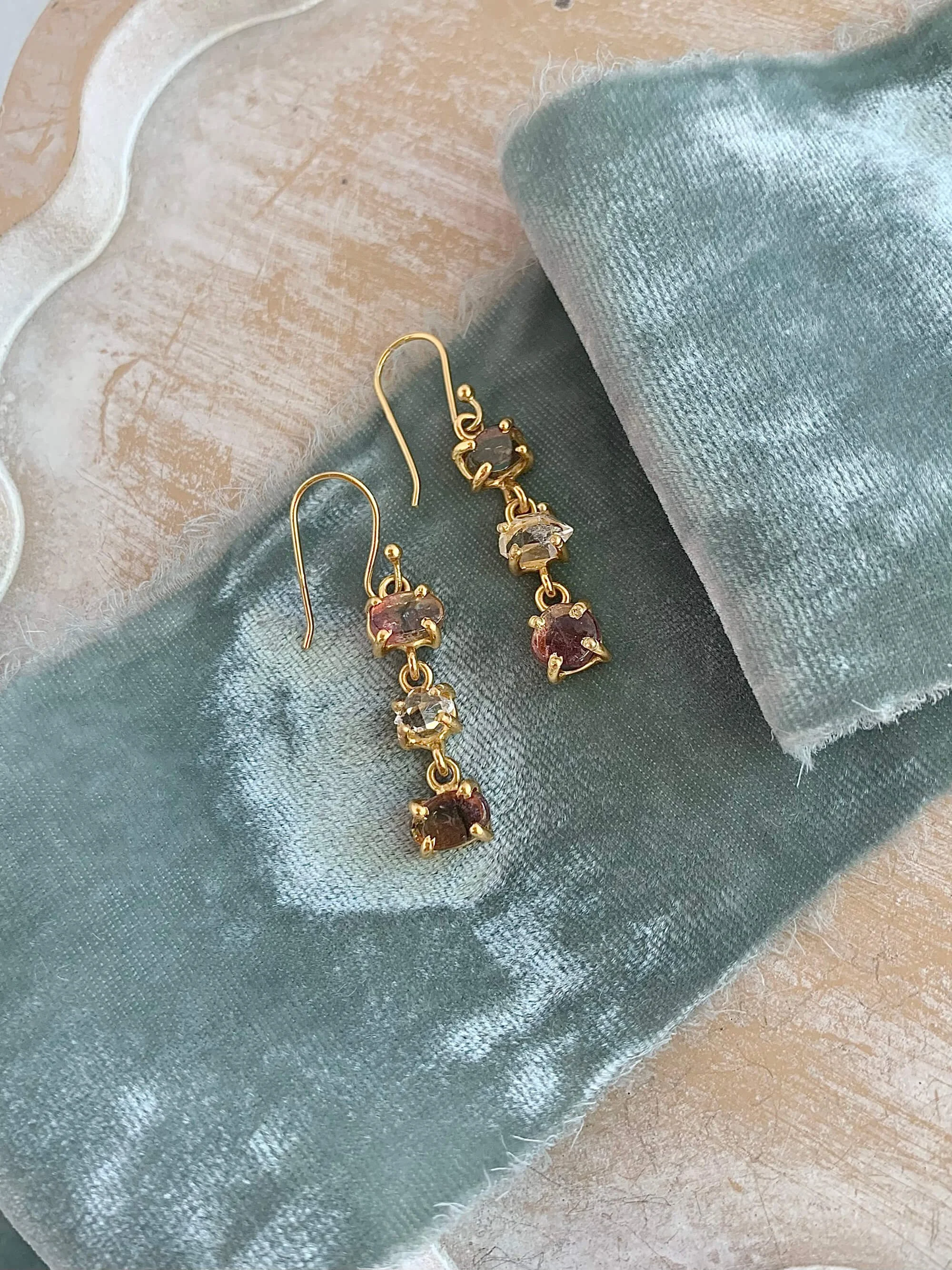 Watermelon Tourmaline Gold Vermeil Earrings