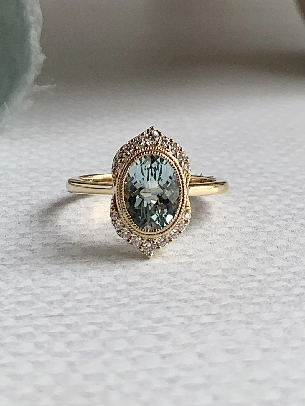 Gloria Aquamarine Diamond 14k Yellow Gold Engagement Ring