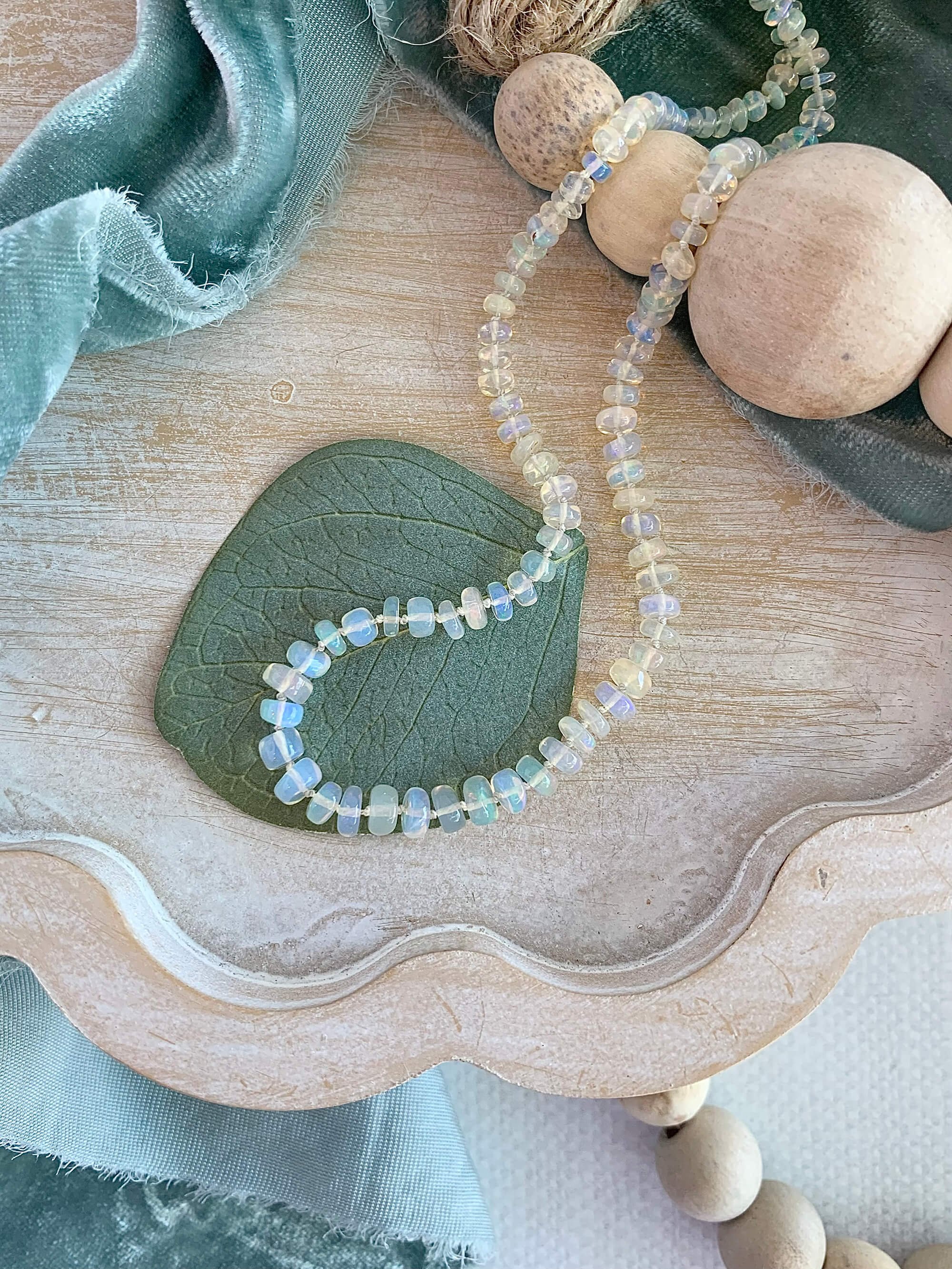 Hand-Knotted Glowing Ethiopian Opal Gold Fill Strand