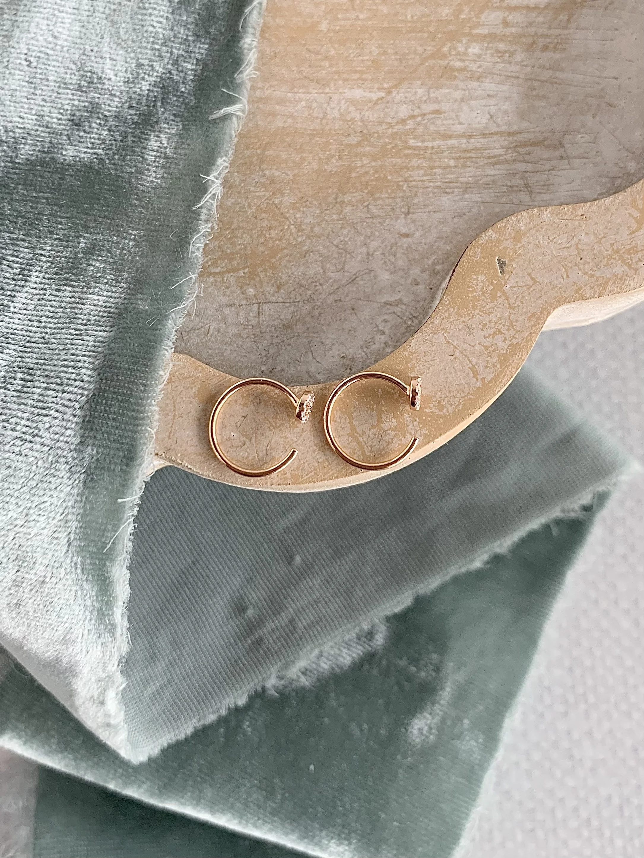 Mini Pave Diamond 14k Rose Gold Hoop Hugger