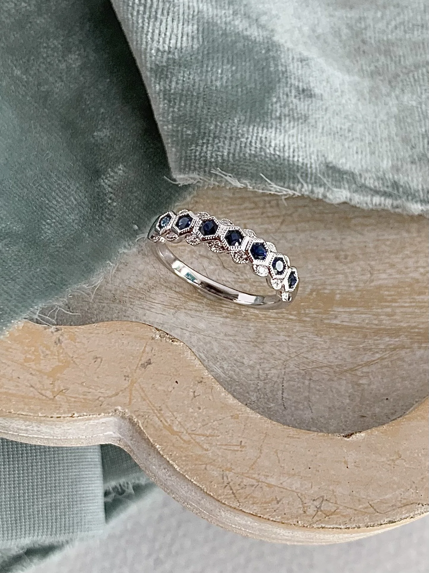 Baroness Sapphire Diamond 14k White Gold Ring