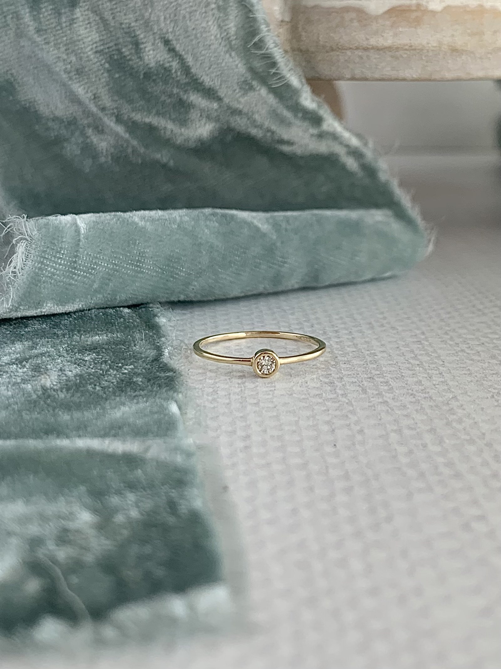 Solitary Diamond 14k Yellow Gold Stack Ring
