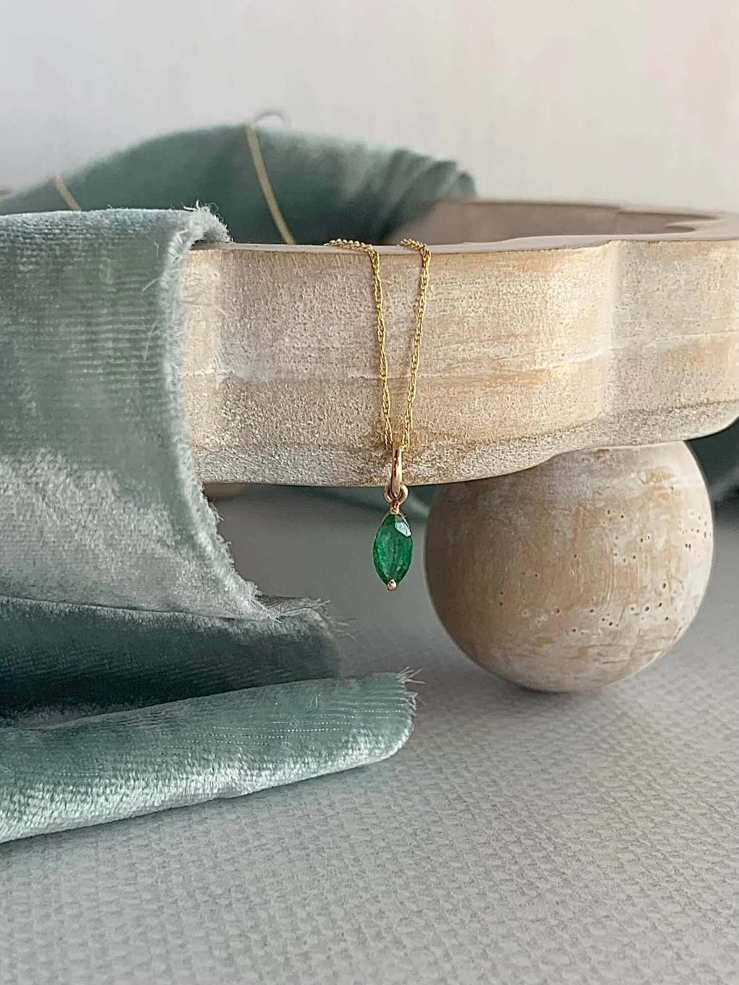 Sweet Love Emerald 14k Yellow Gold Necklace