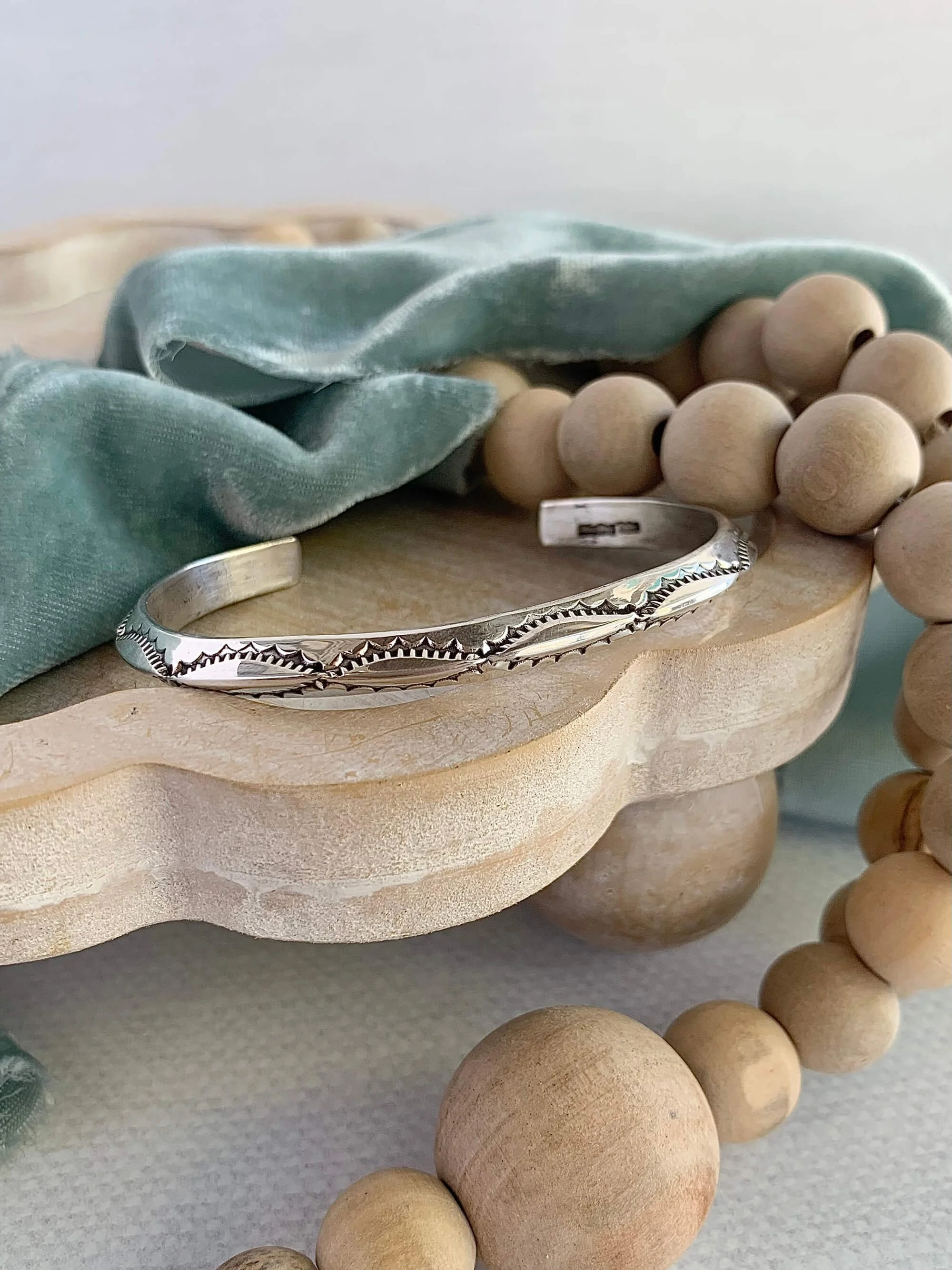 Sunrise Hand Stamped Silver Cuff