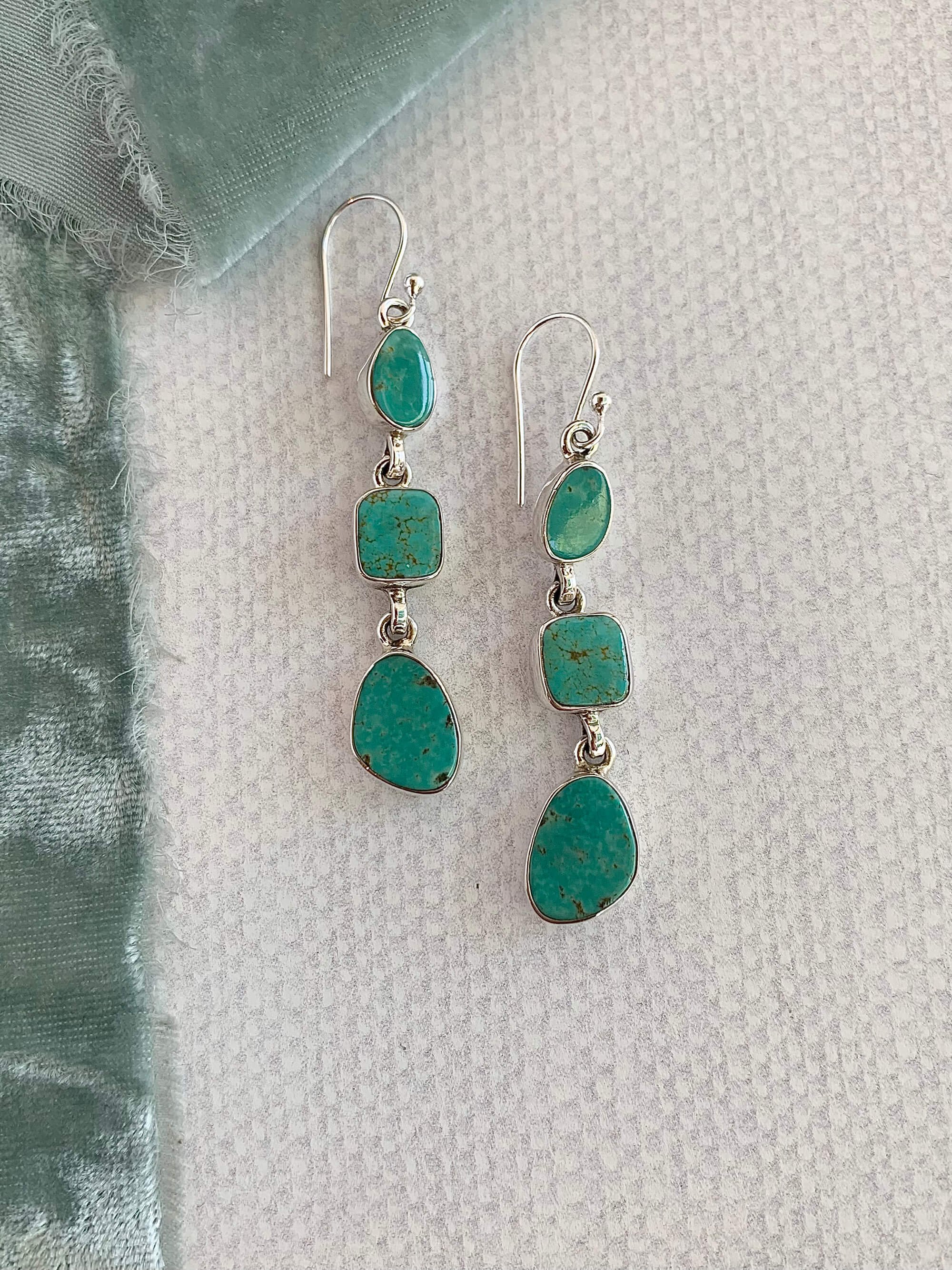 Turquoise Trio Silver Earrings