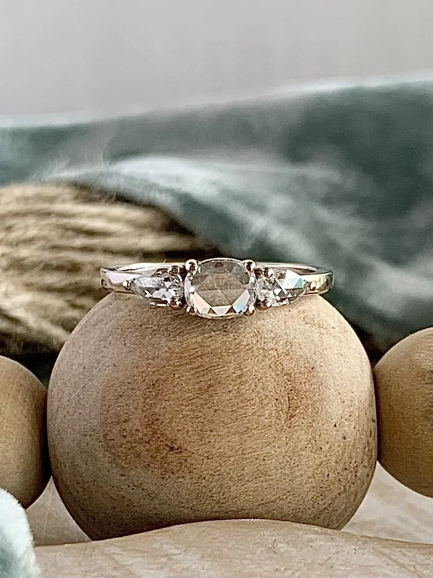 Bria Rose Cut Diamond 18k White Engagement Ring