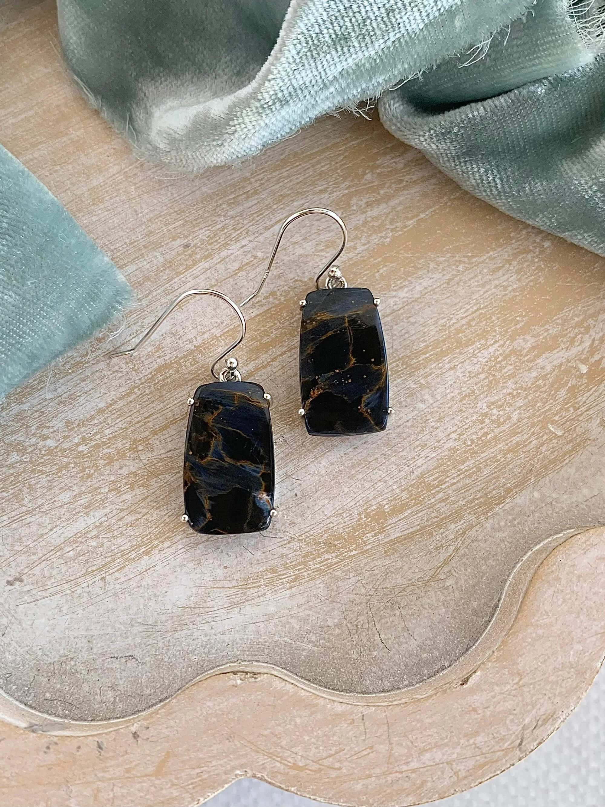 Dreamy Pietersite Silver Earrings