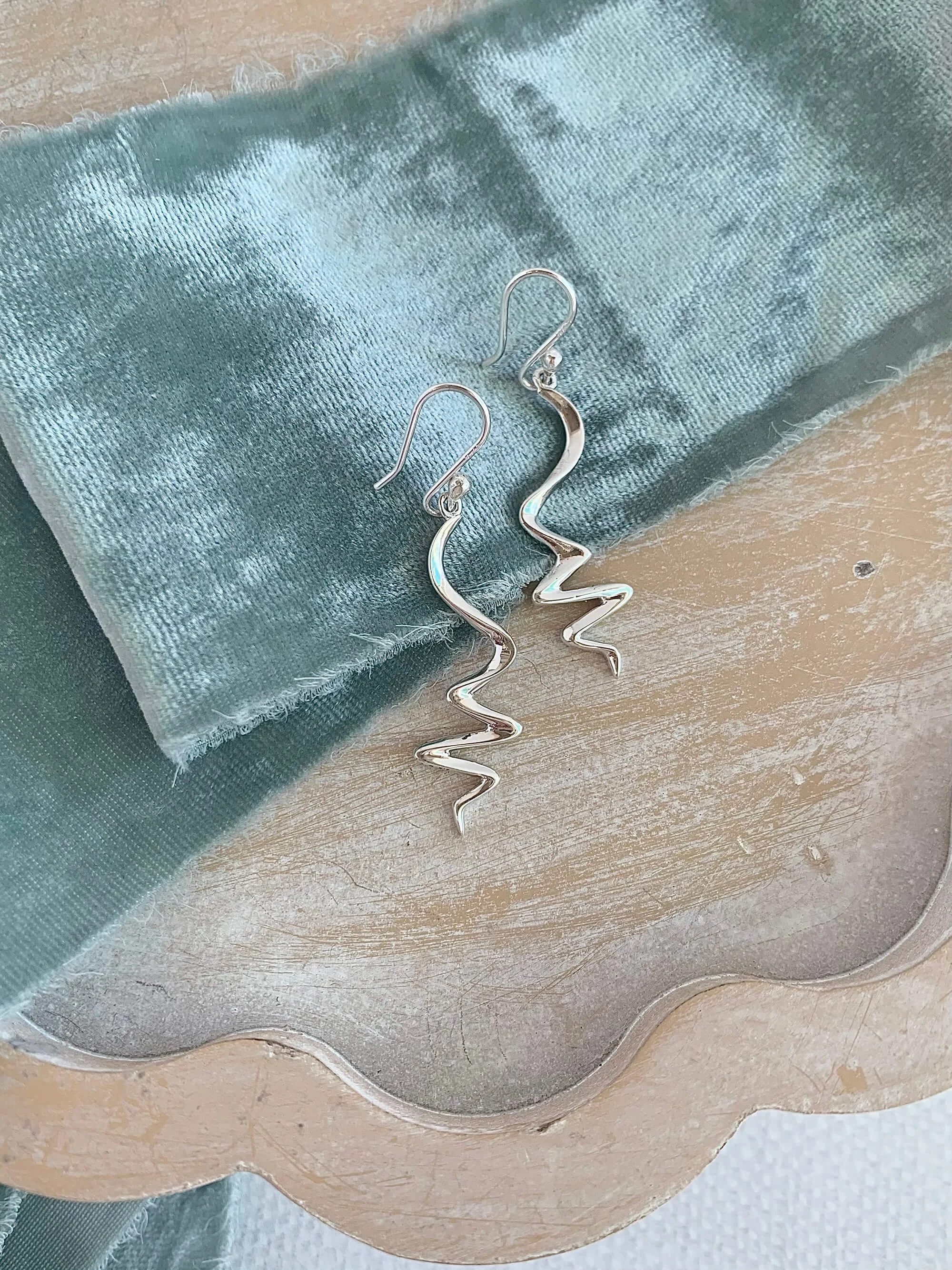 Squiggly Silver Earrings