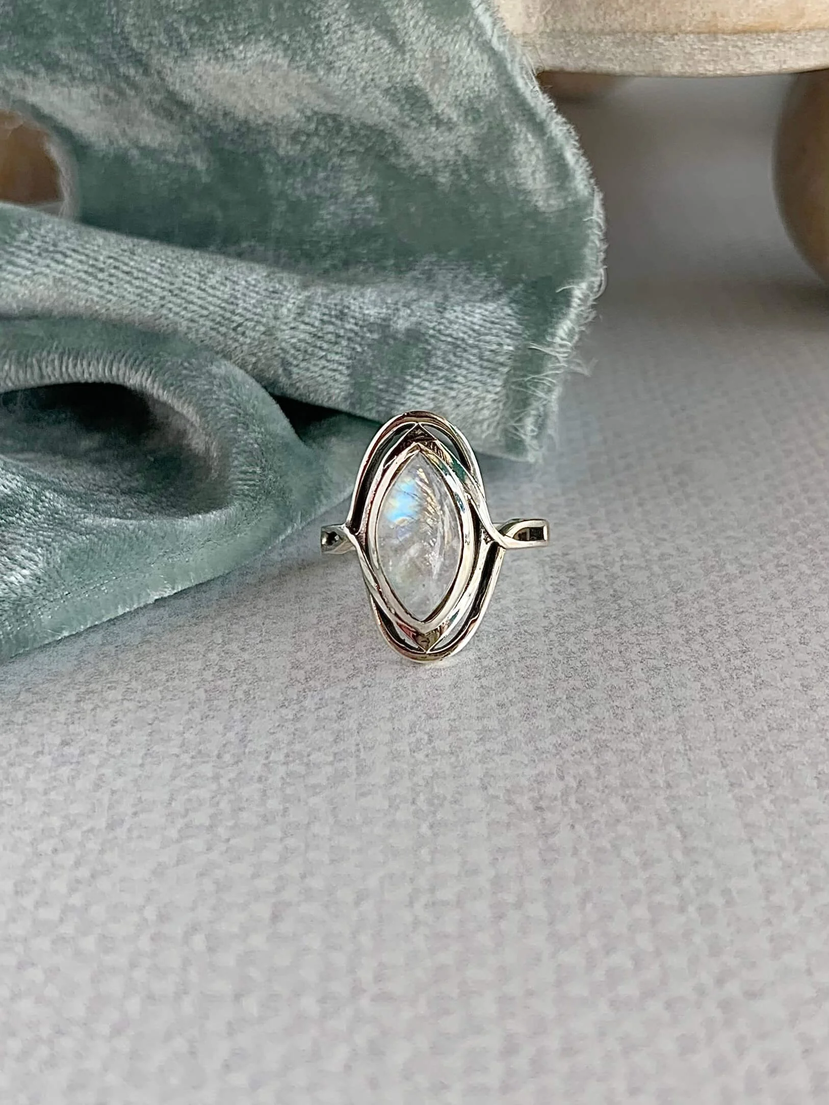 Self Love Rainbow Moonstone Silver Ring