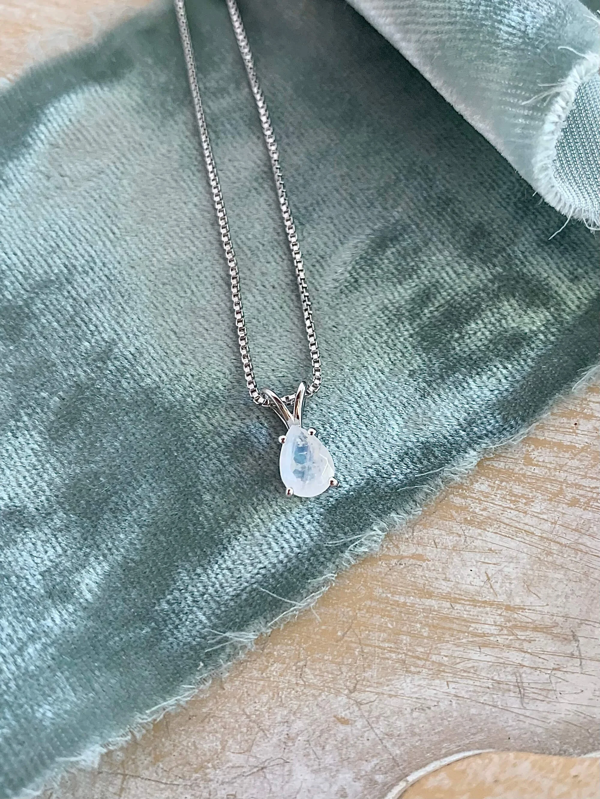 Pear Garnet Moonstone Necklace