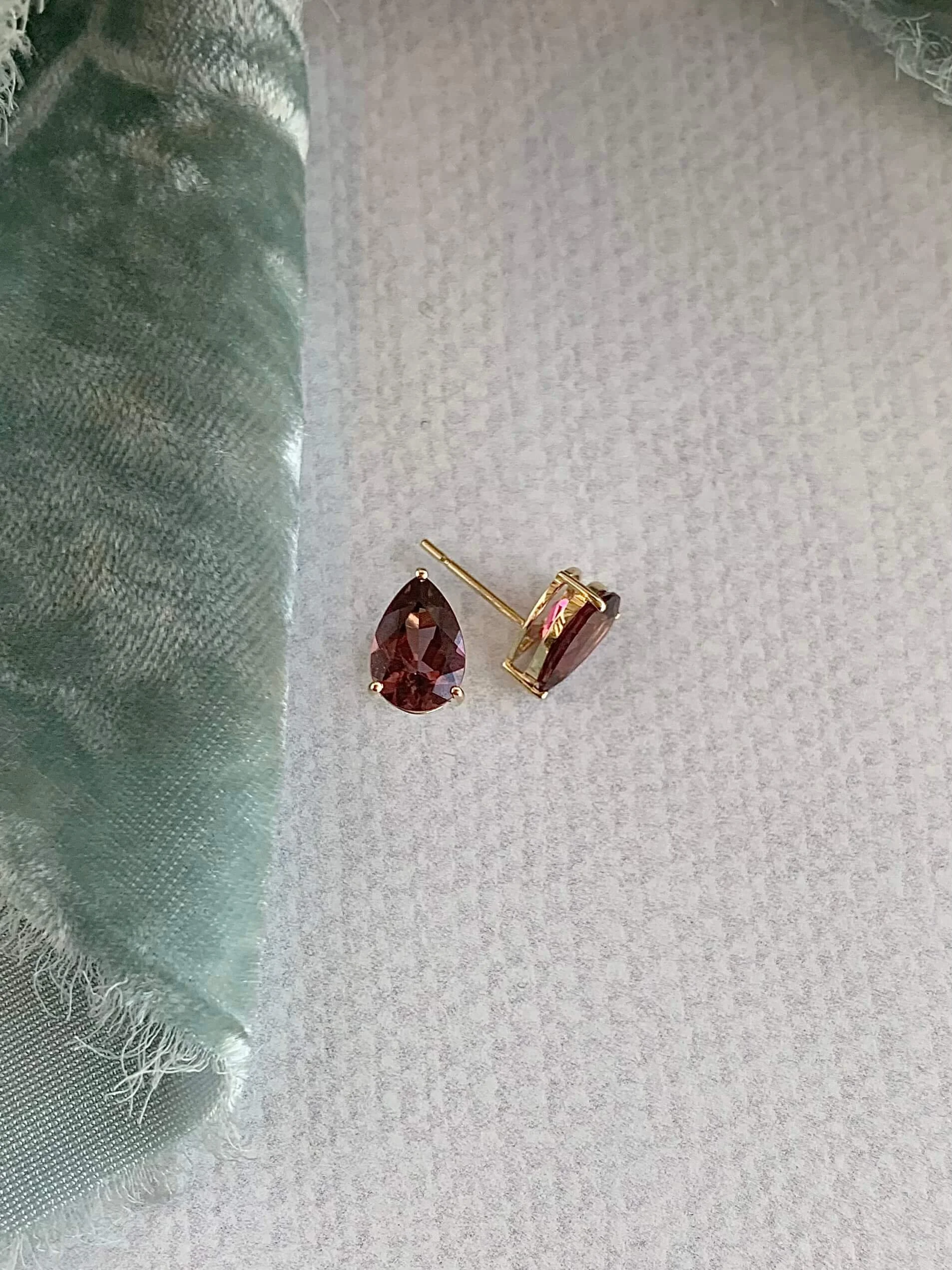 Juicy Pink Tourmaline 14k Yellow Gold Stud Earrings