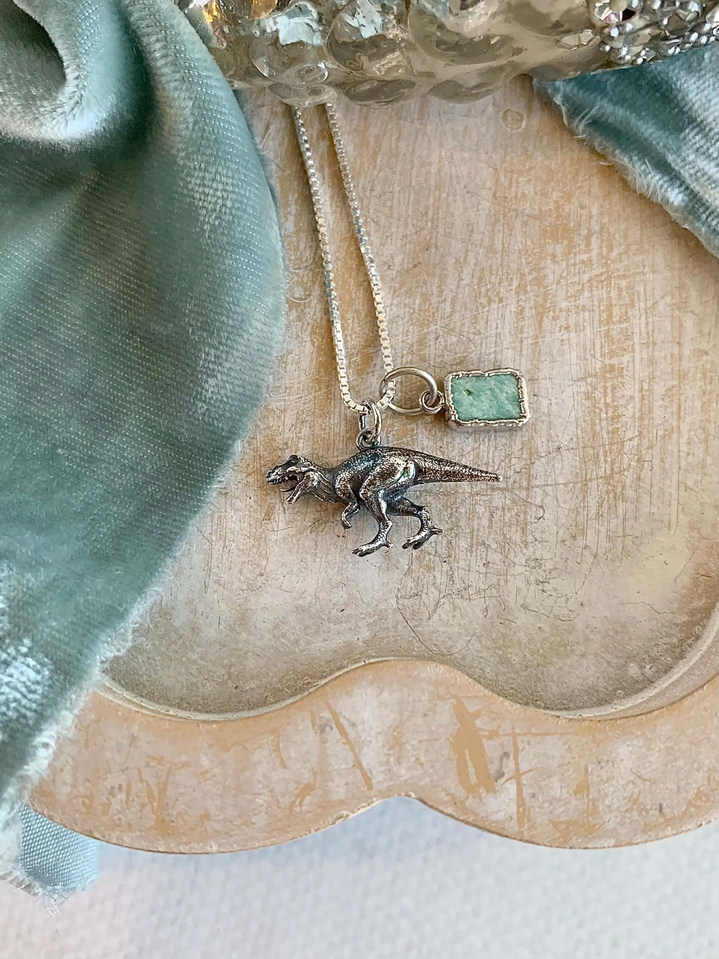 Hungry T-Rex Turquoise Silver Necklace