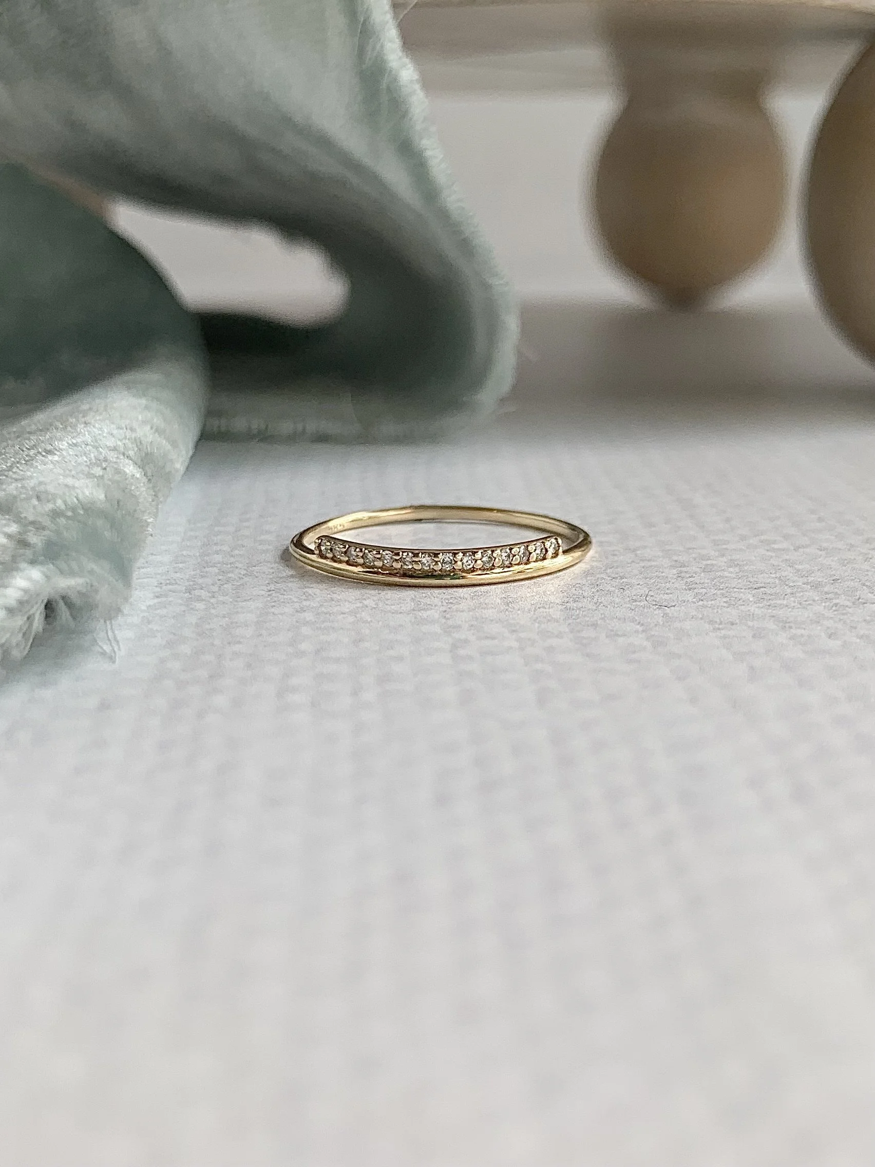 Stacked Dainty Diamond 14k Yellow Gold Ring