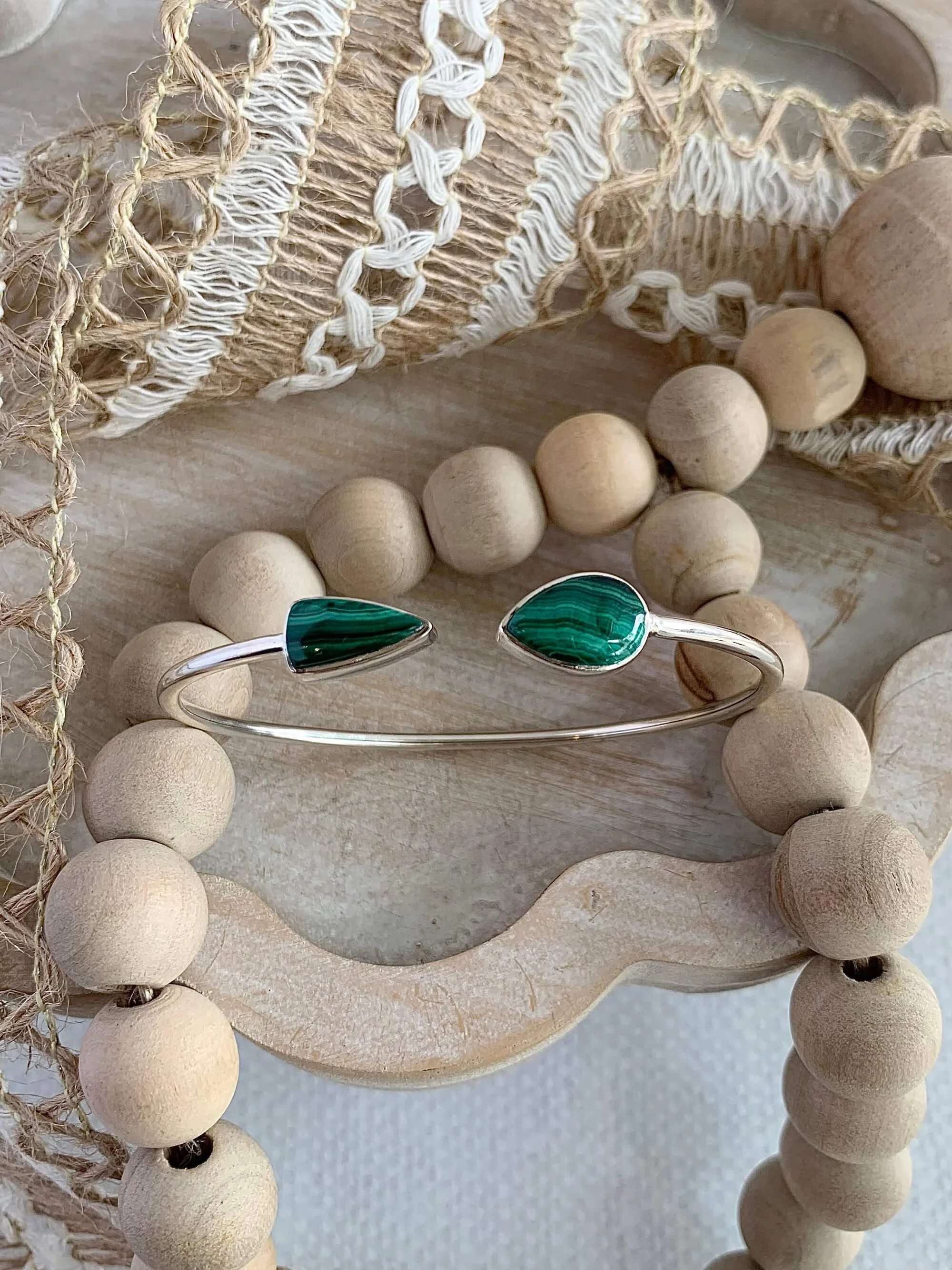 Malachite Twist Silver Bracelet