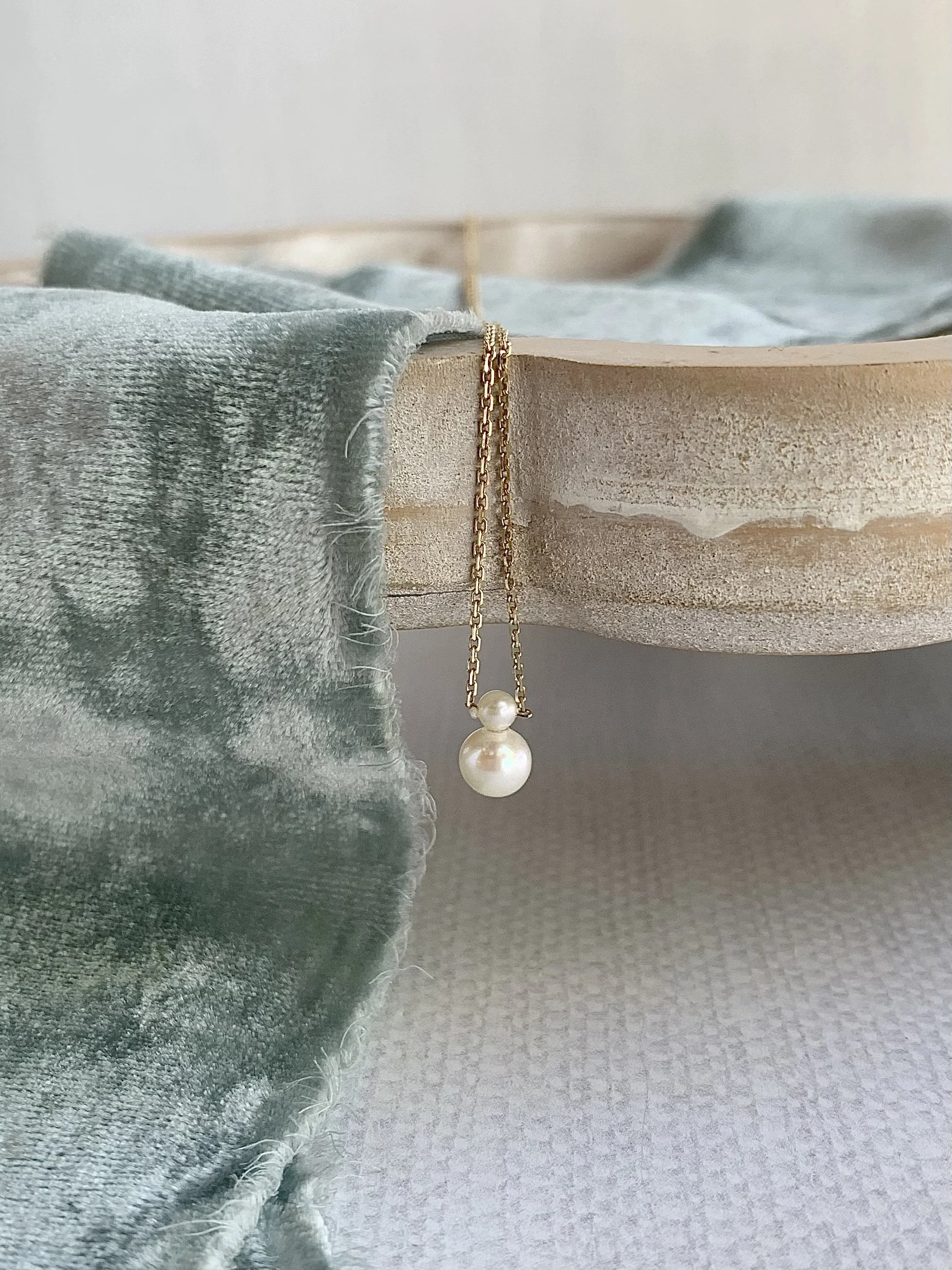 Double Goodness Cultured Freshwater Pearl 14k Yellow Gold Necklace