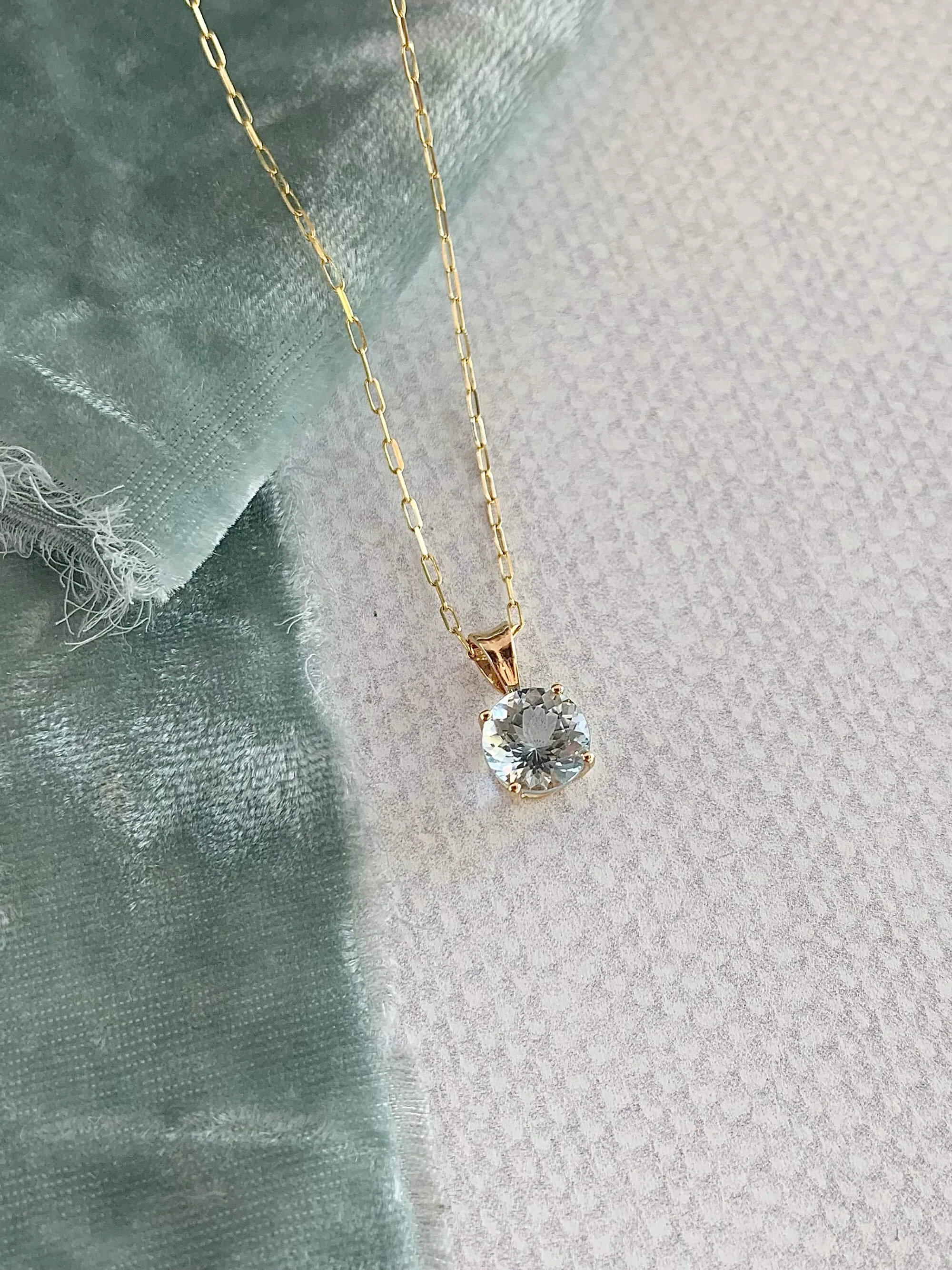 A Touch of Blue Aquamarine 14k Yellow Gold Necklace