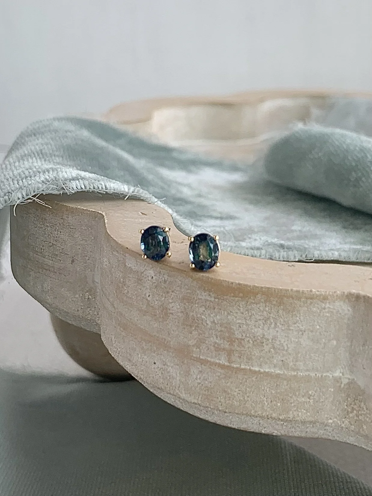 Moody London Blue Topaz 14k Yellow Stud Earrings