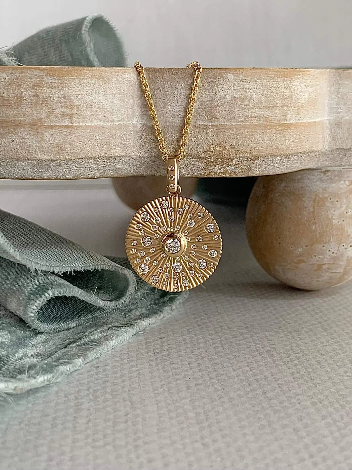 Nebula Diamond Medallion 14k Yellow Gold Necklace