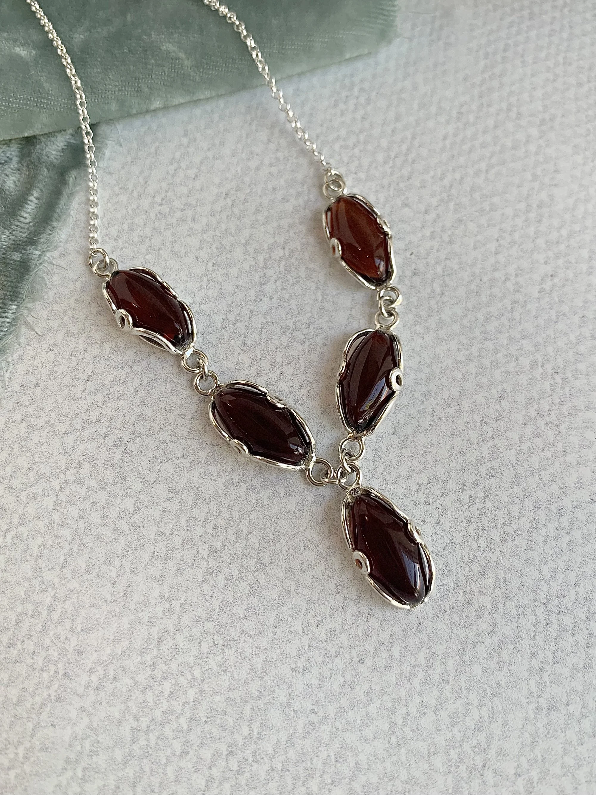 Cherry Amber Silver Necklace
