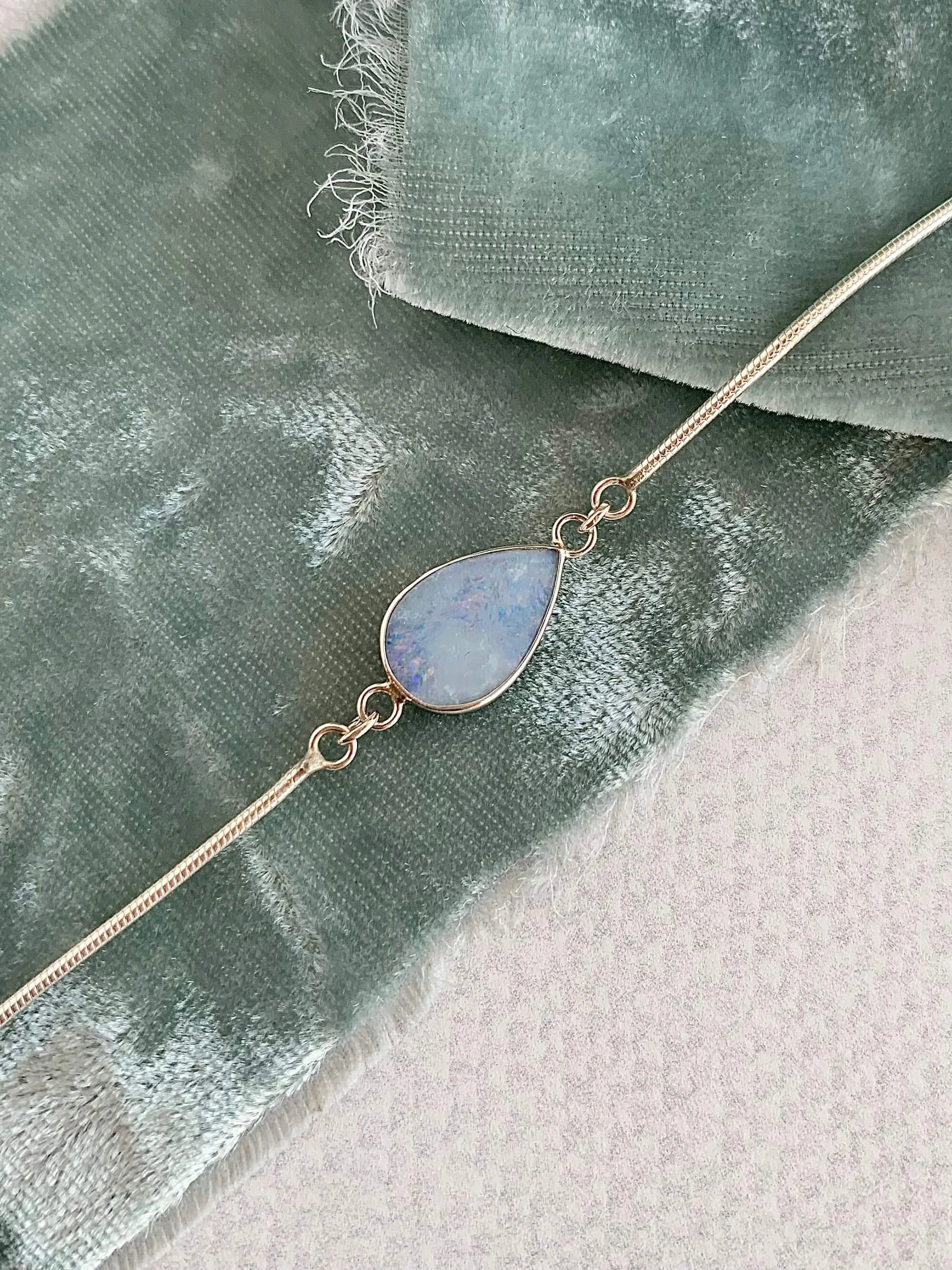 Water Drop Opal Silver Bracelet