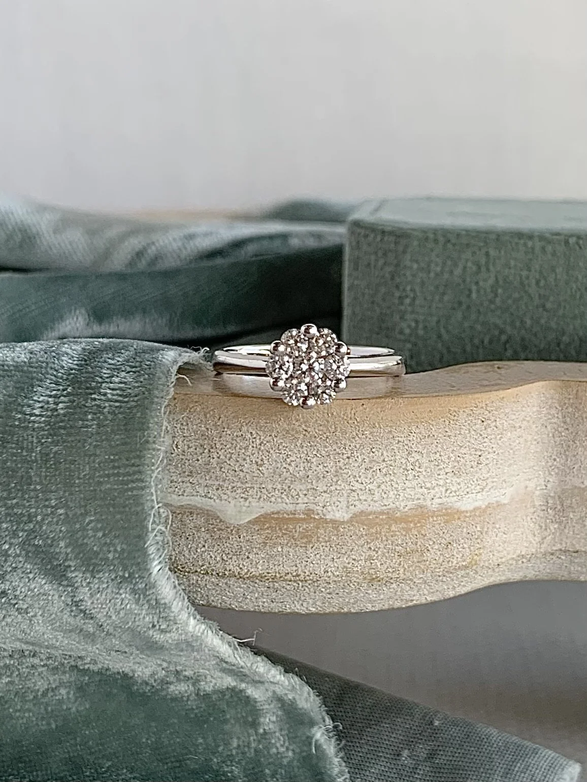 Elodie Illusion Set Diamond 18k White Engagement Ring