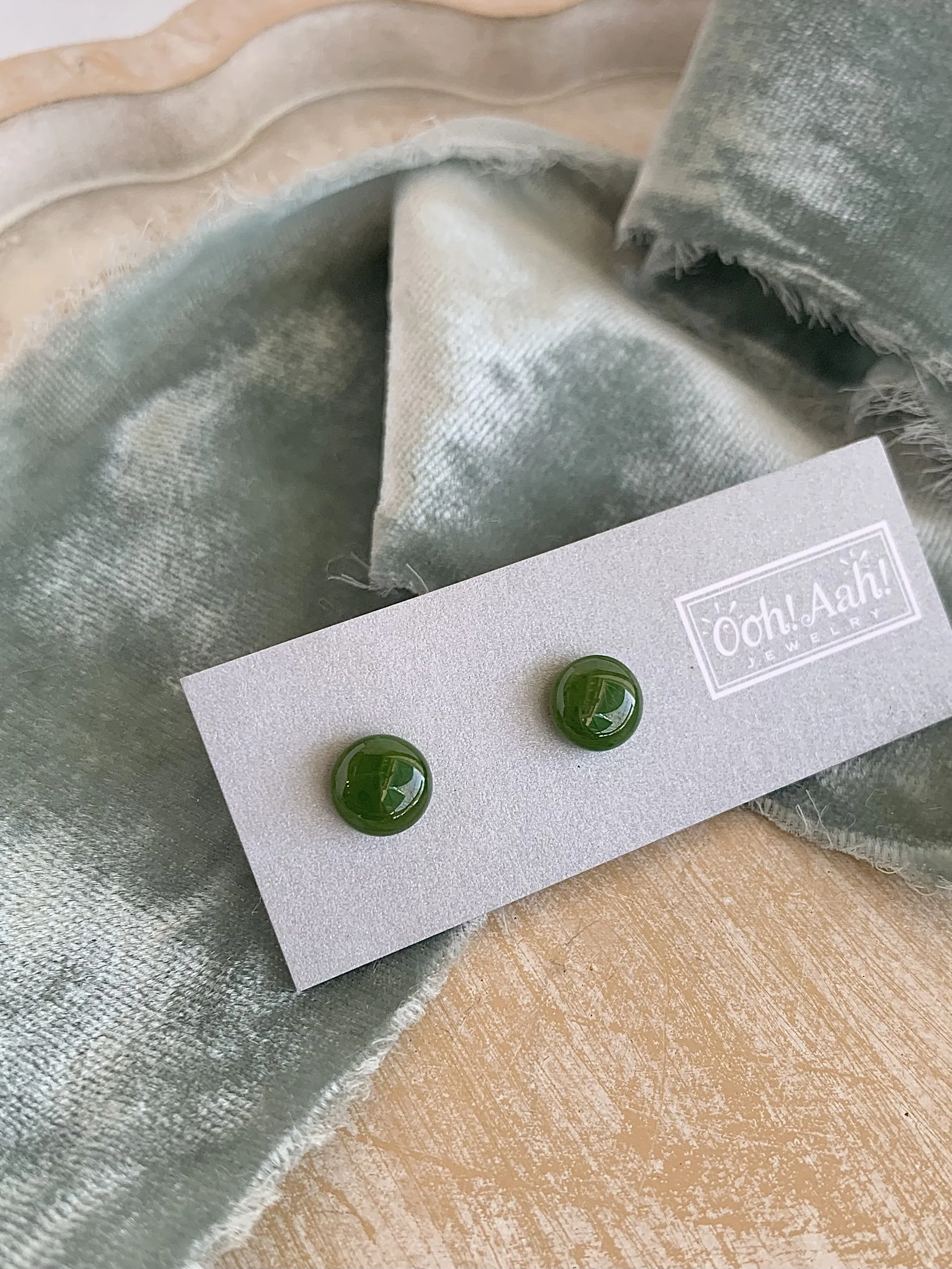 Candy Jade Silver Stud Earrings
