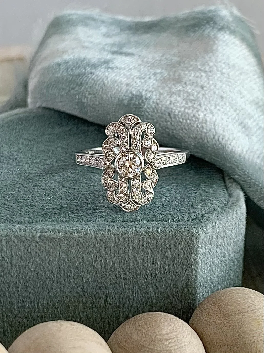 Rocio Platinum Vintage-Inspired Diamond Engagement Ring