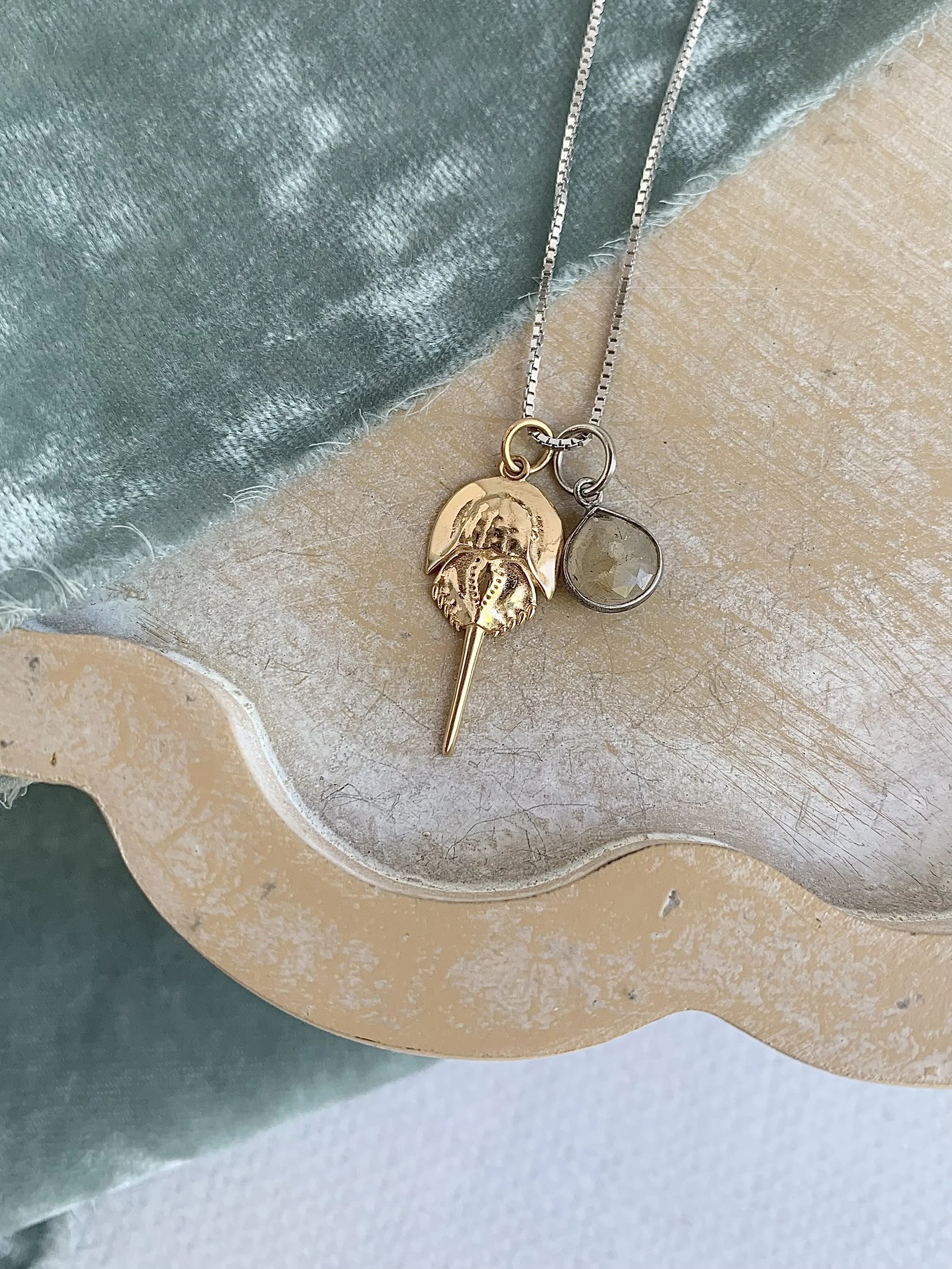 Ancient Horseshoe Crab Citrine Mixed Metals Necklace