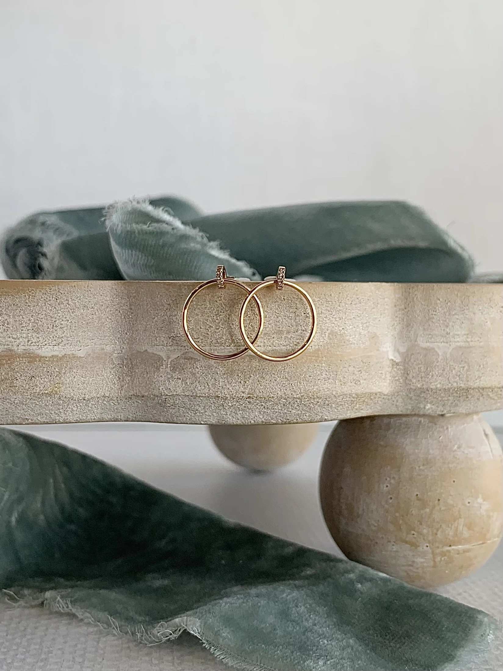 Door Knocker Diamond 14k Rose Gold Stud Earrings