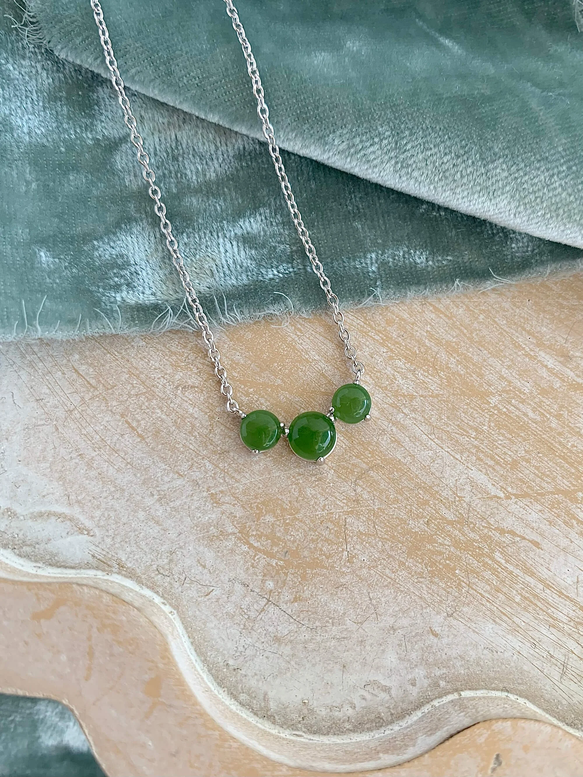 Jade Trio Silver Necklace