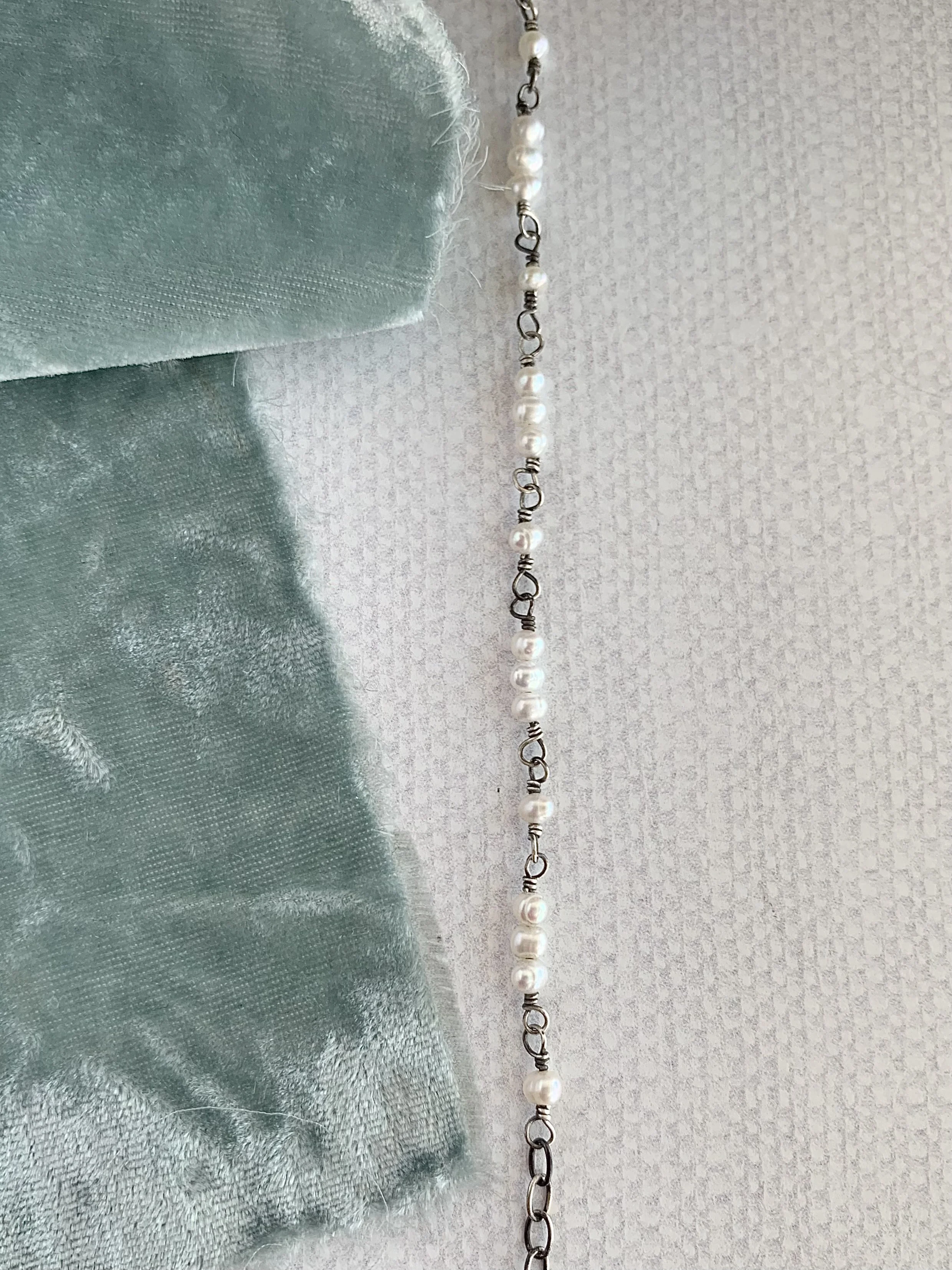 Wire Wrapped Freshwater Pearl Silver Bracelet