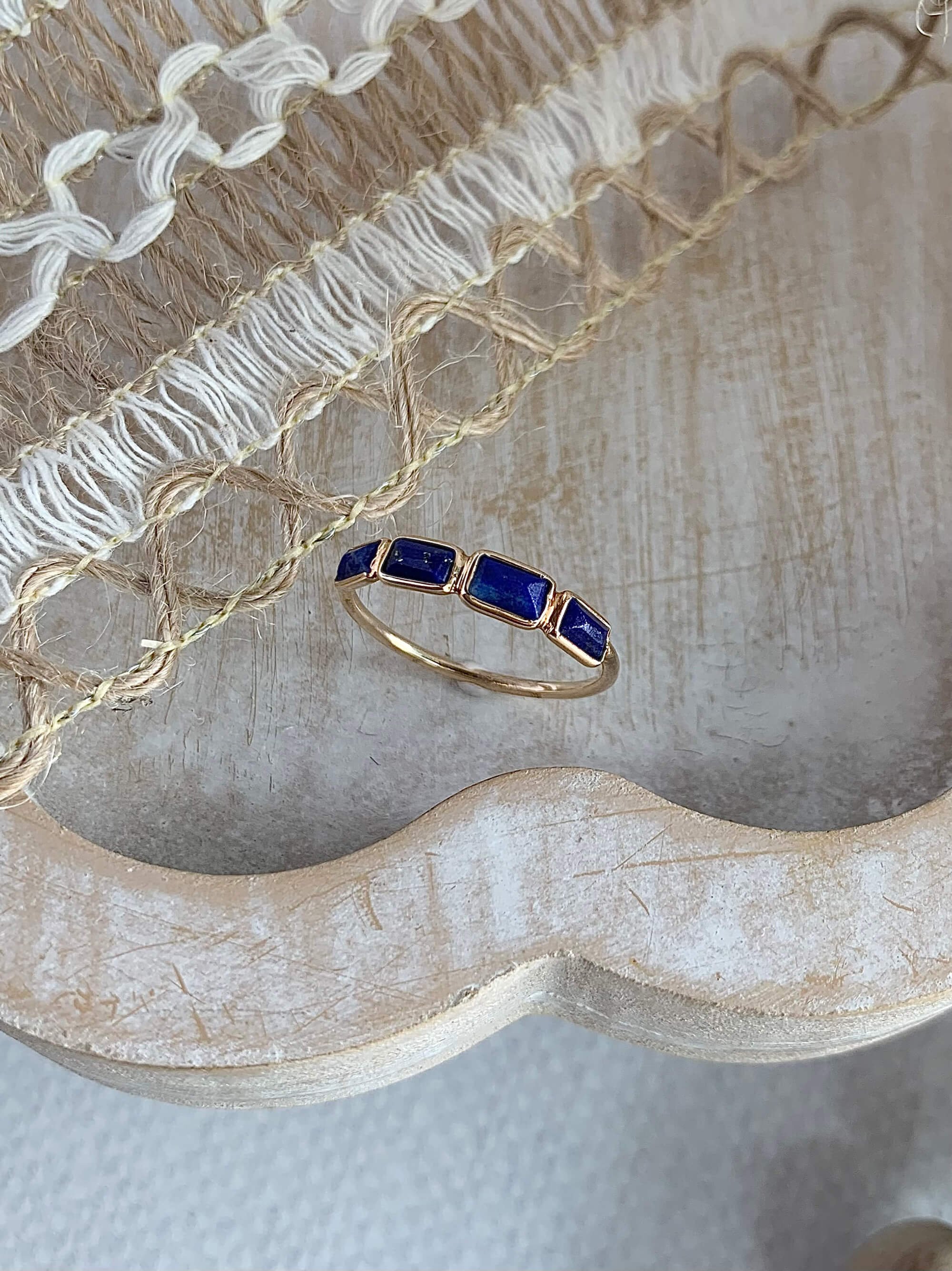 Night Sky Lapis 14k Yellow Gold Stack Ring