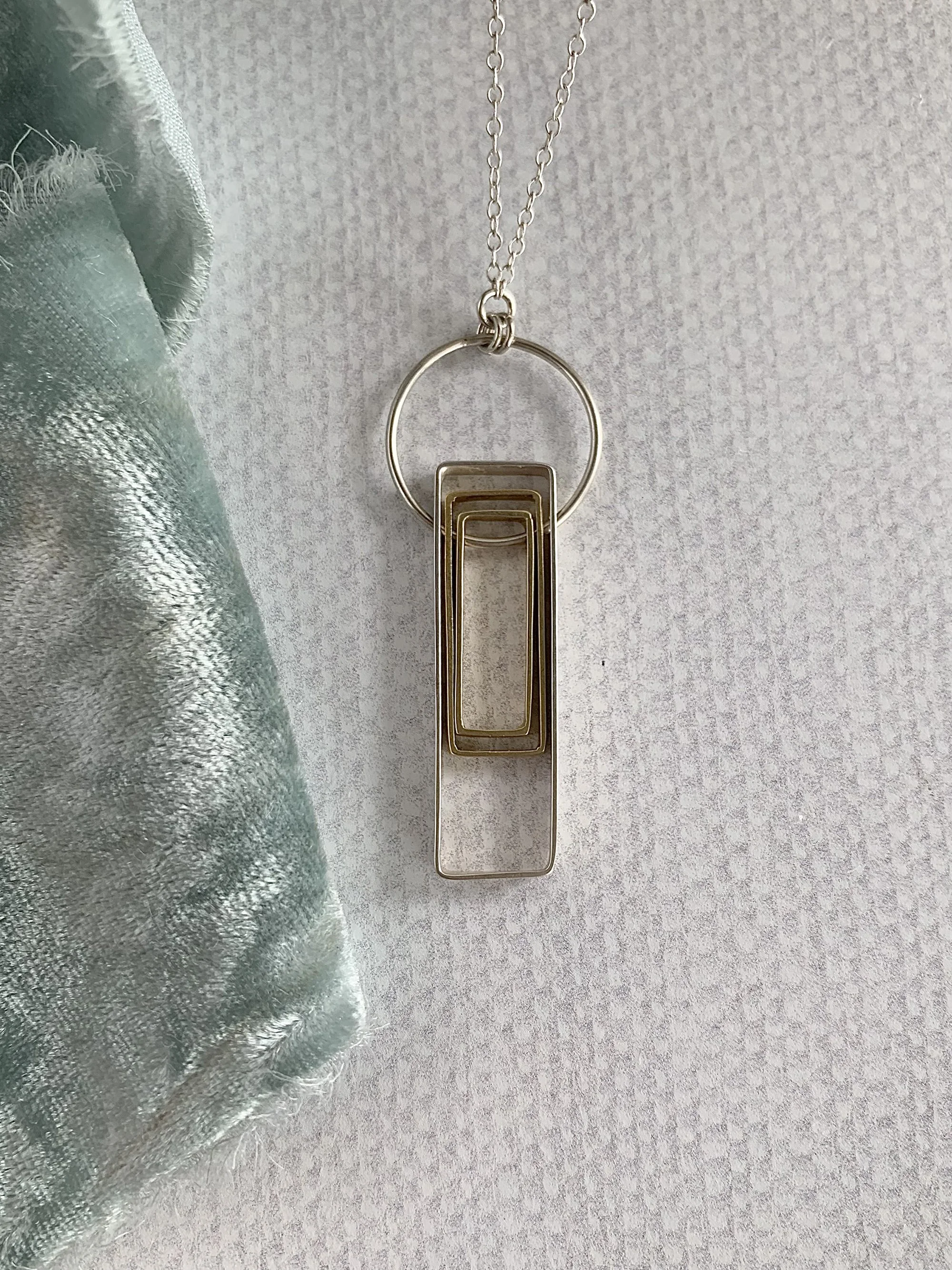 Geometric Art Deco Mixed Metal Necklace