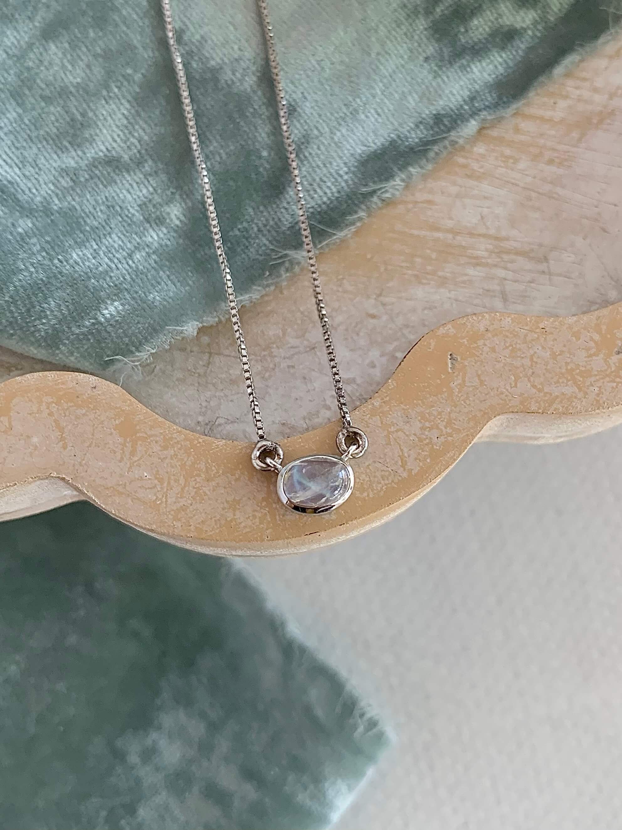 East West Moonstone Silver Necklace