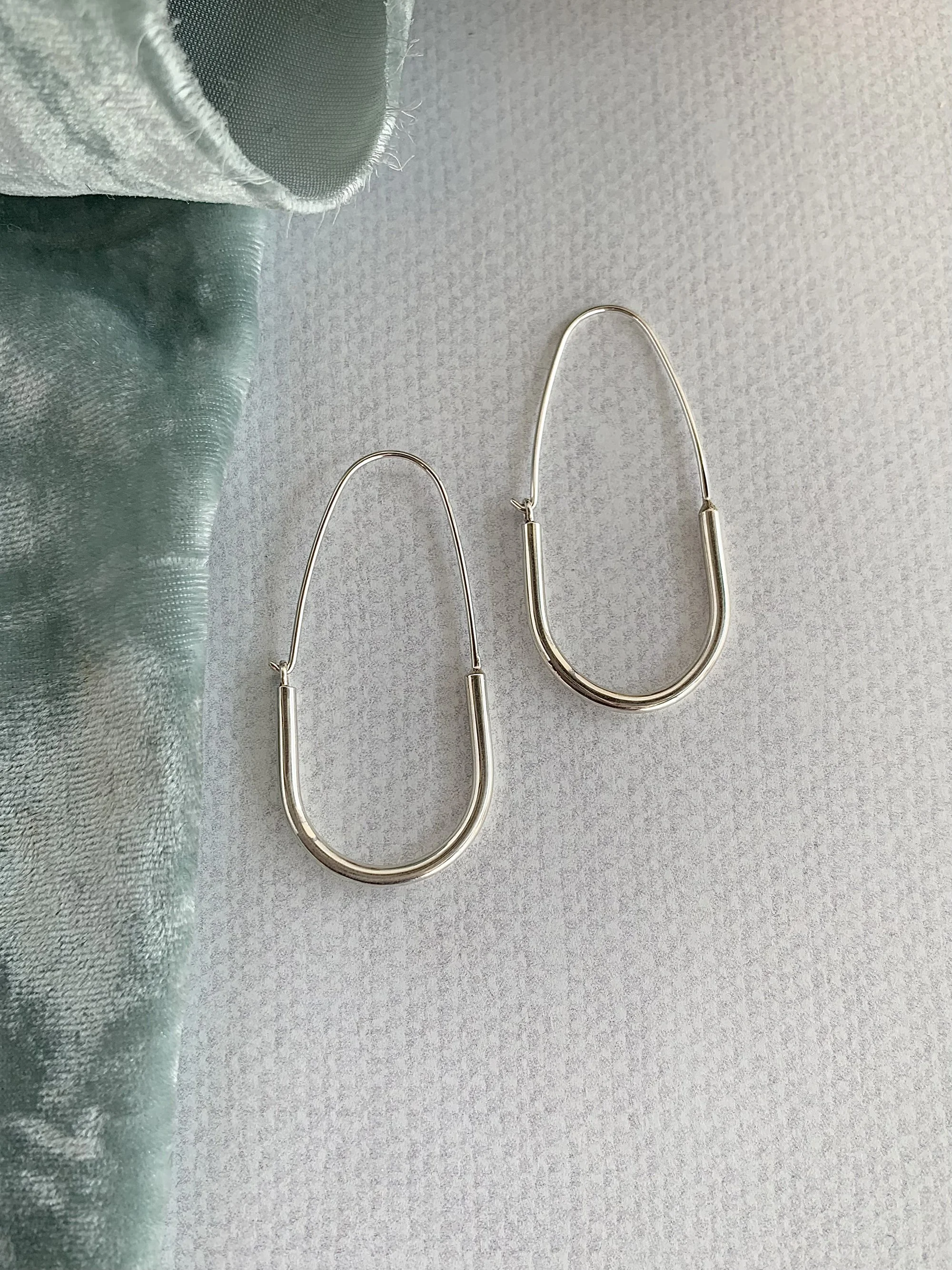 Bohemian Elongated Silver Hoops
