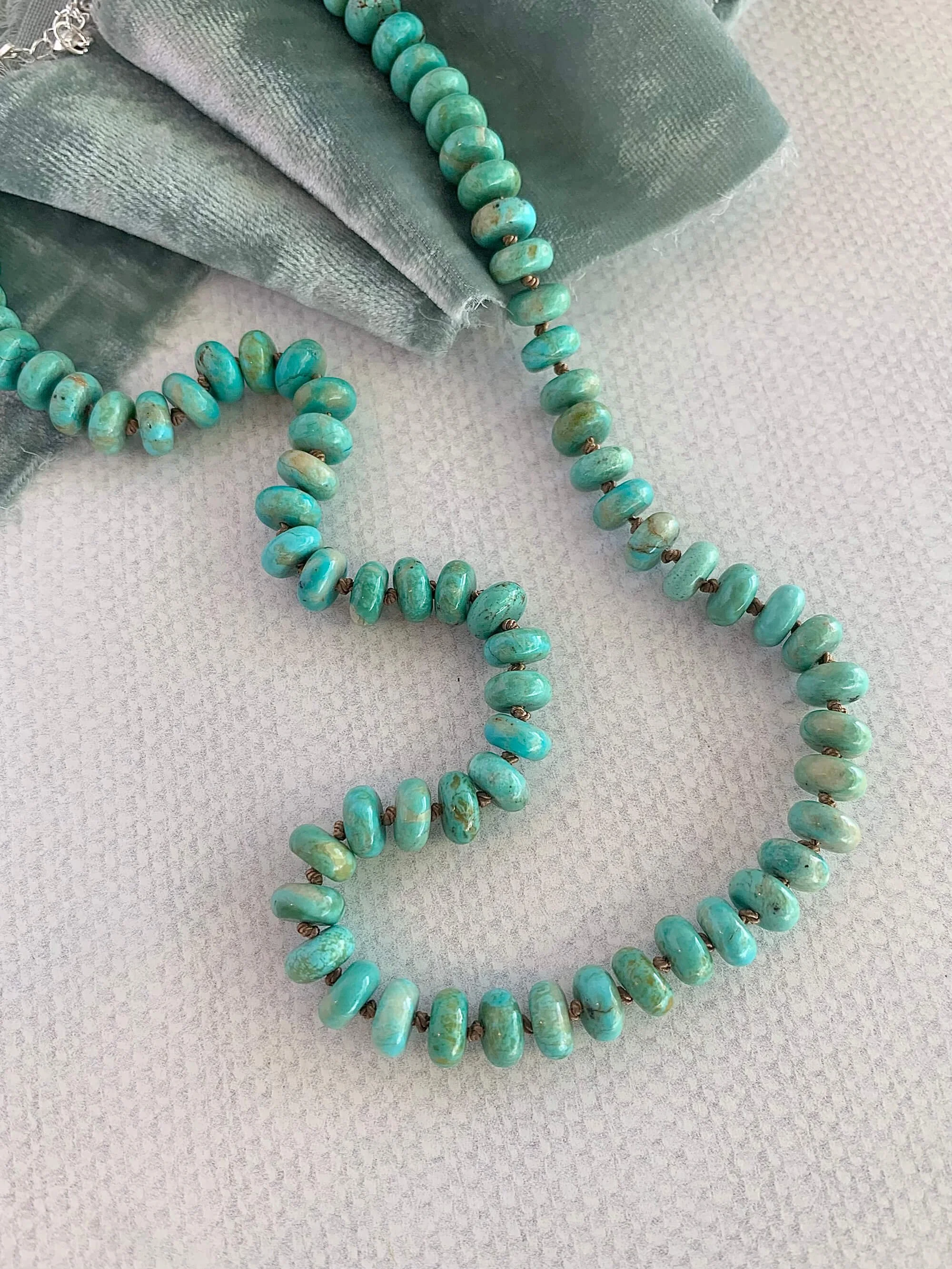 Hand-Knotted Kingman Turquoise Silver Necklace