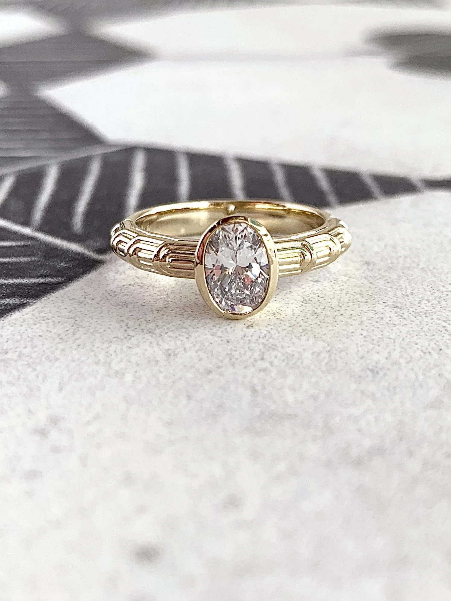 Lab Diamond Full Bezel 14k Yellow Gold Engagement Ring