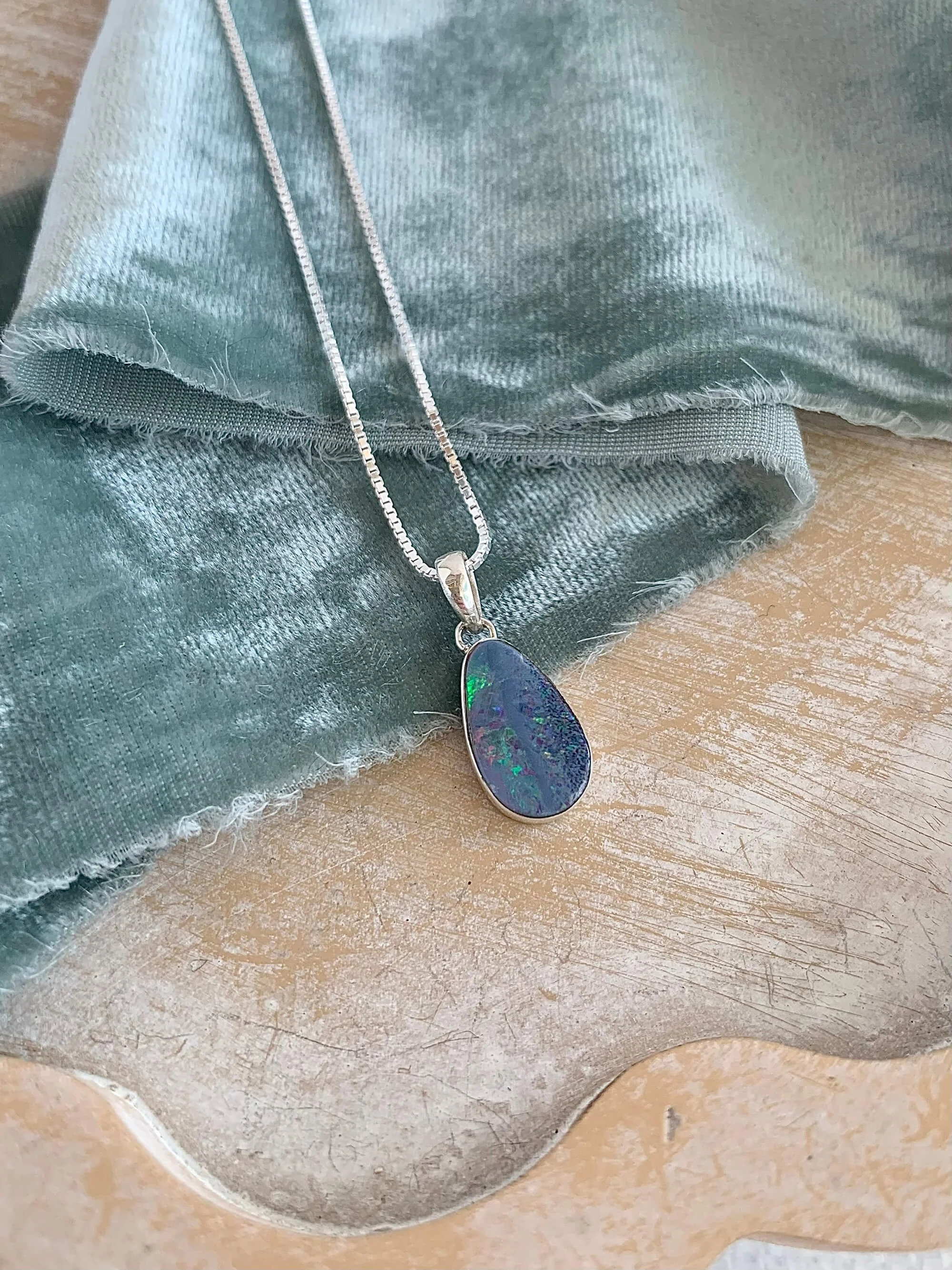 Moody Opal Silver Necklace