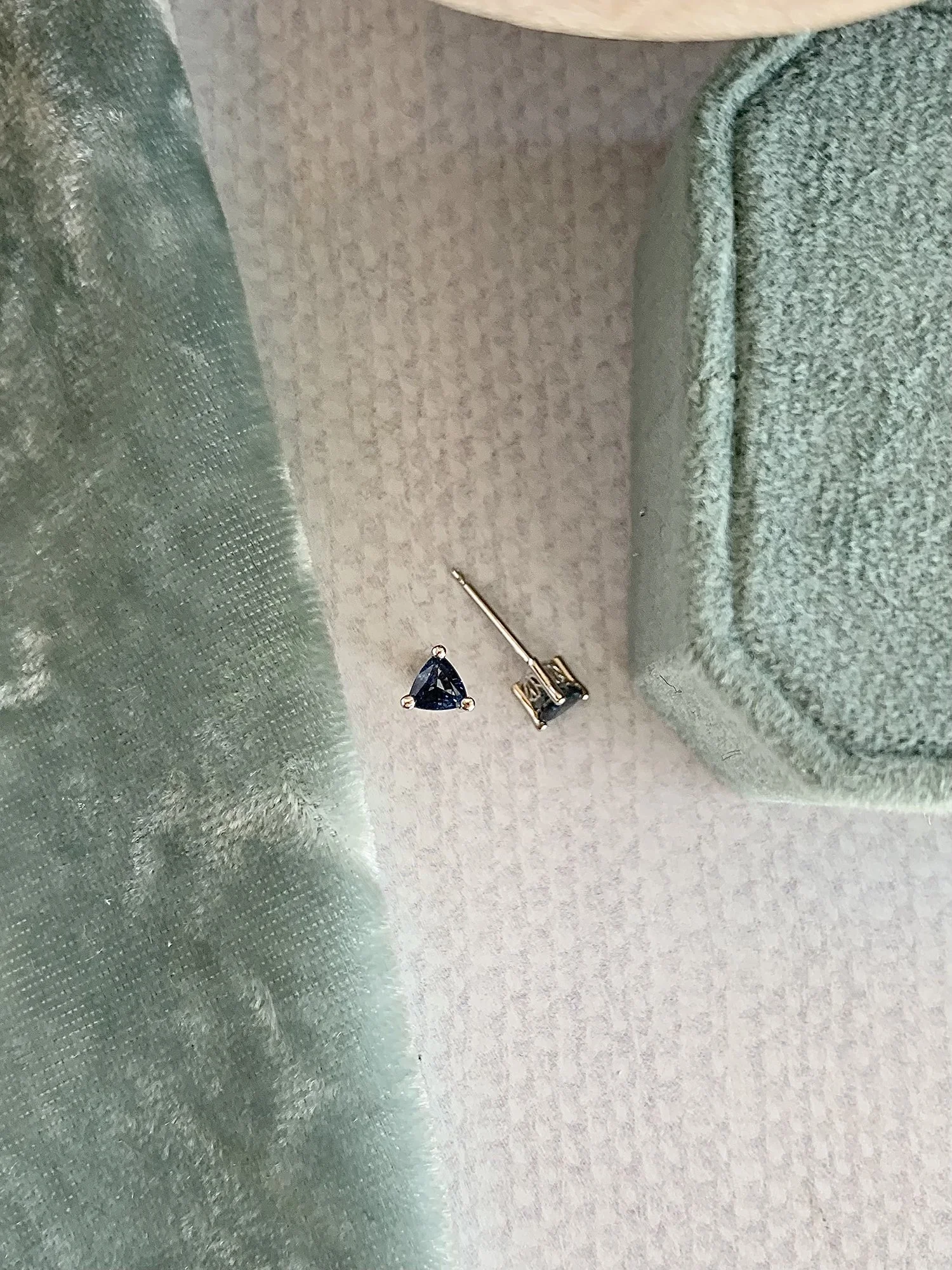 Trillion Blue Sapphire 14k White Gold Stud Earrings