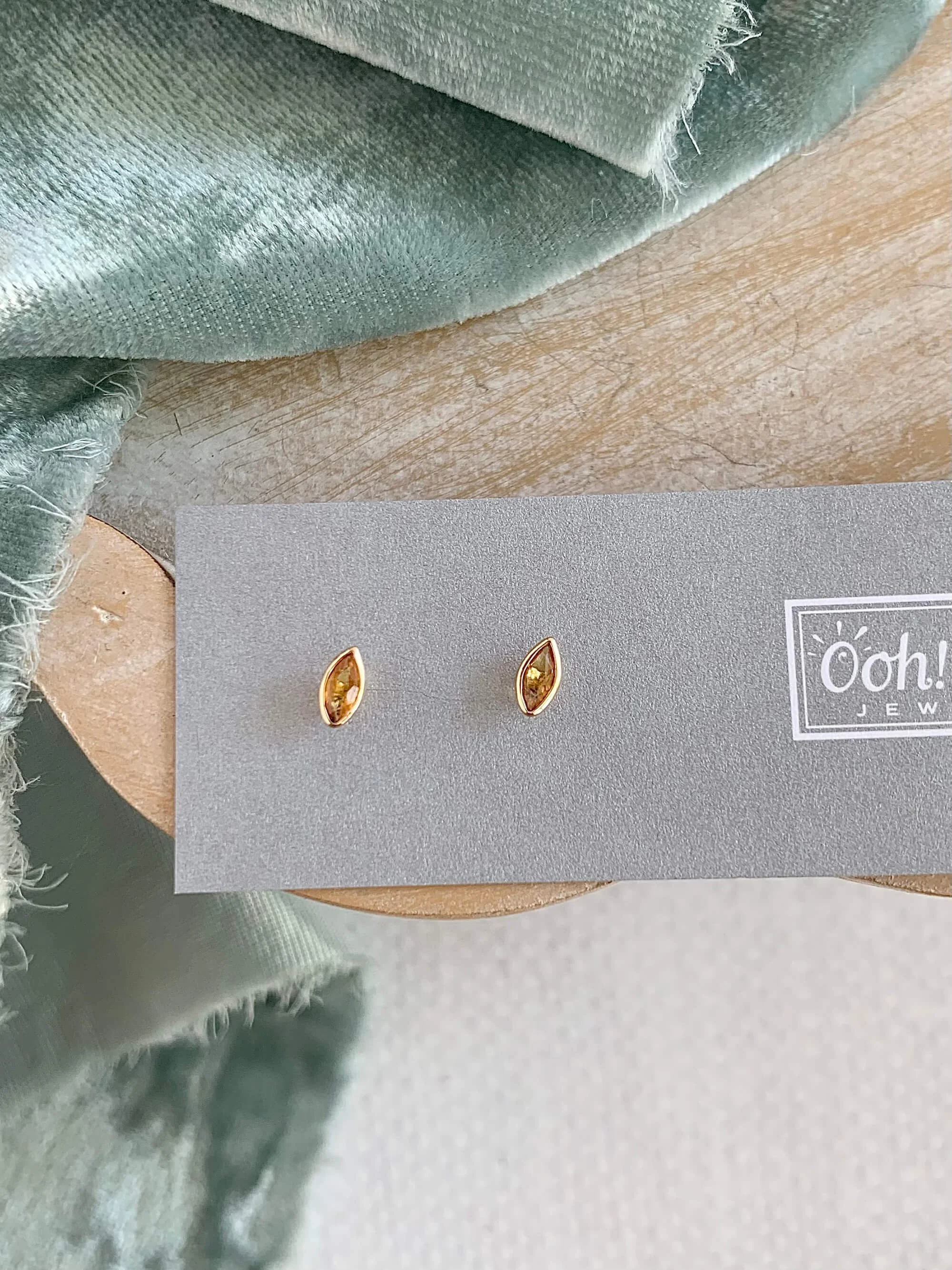Warm Marquise Citrine 14k Yellow Gold Stud Earrings