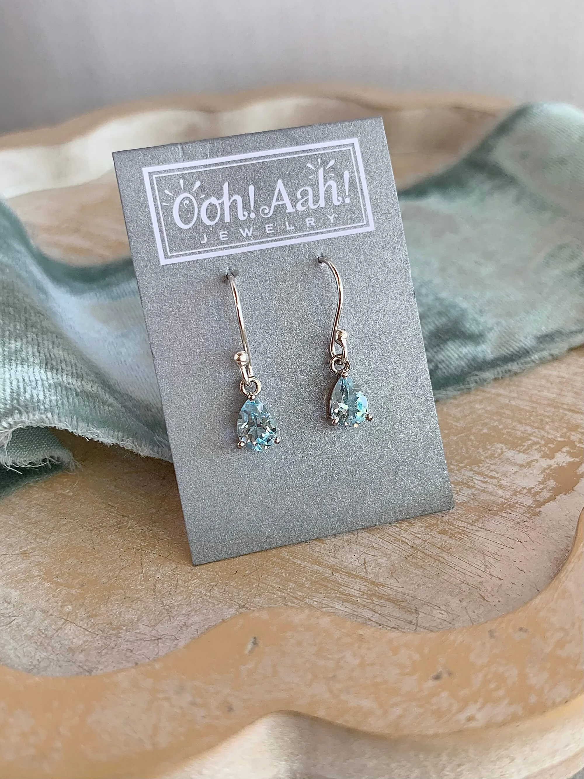 Pear Cut Blue Topaz Silver Earrings