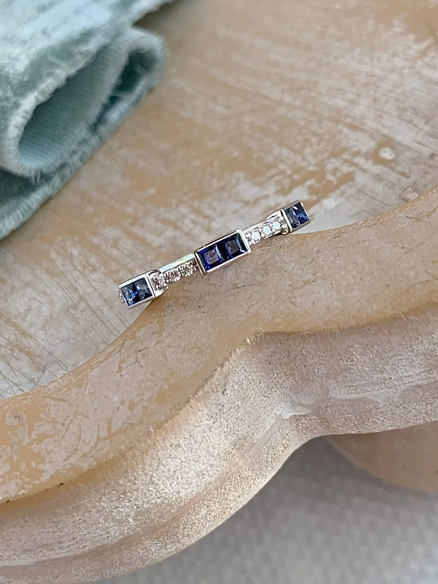 Sapphire and Diamond 14k White Gold Ring