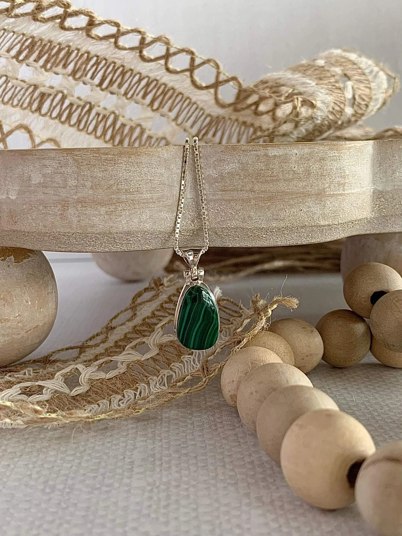 Balancing Malachite Silver Necklace