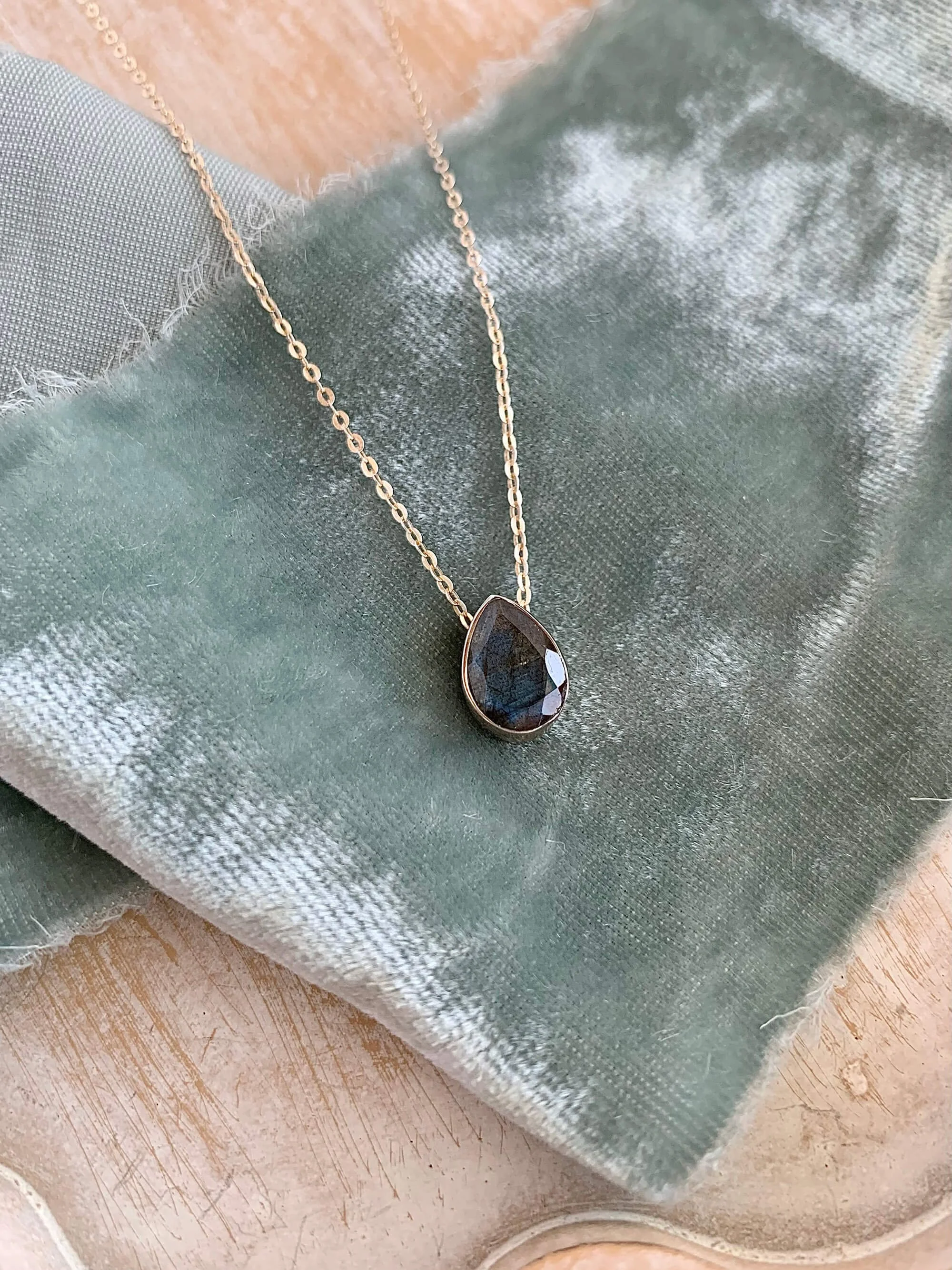 Grey Blue Labradorite Silver Necklace