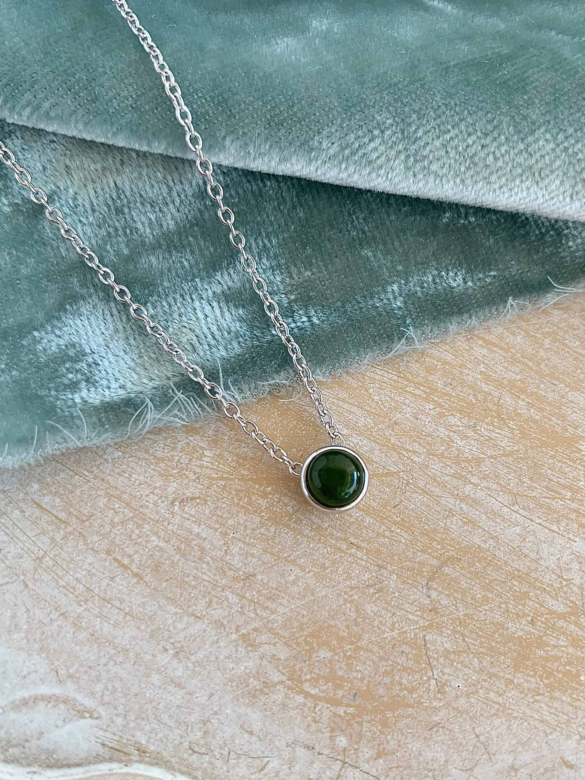 Single Jade Silver Necklace