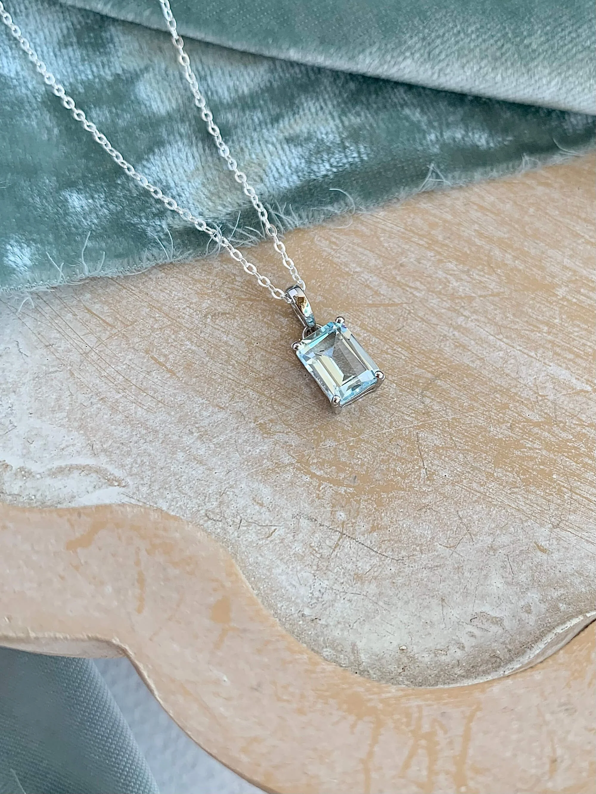 Bright Blue Topaz Silver Necklace