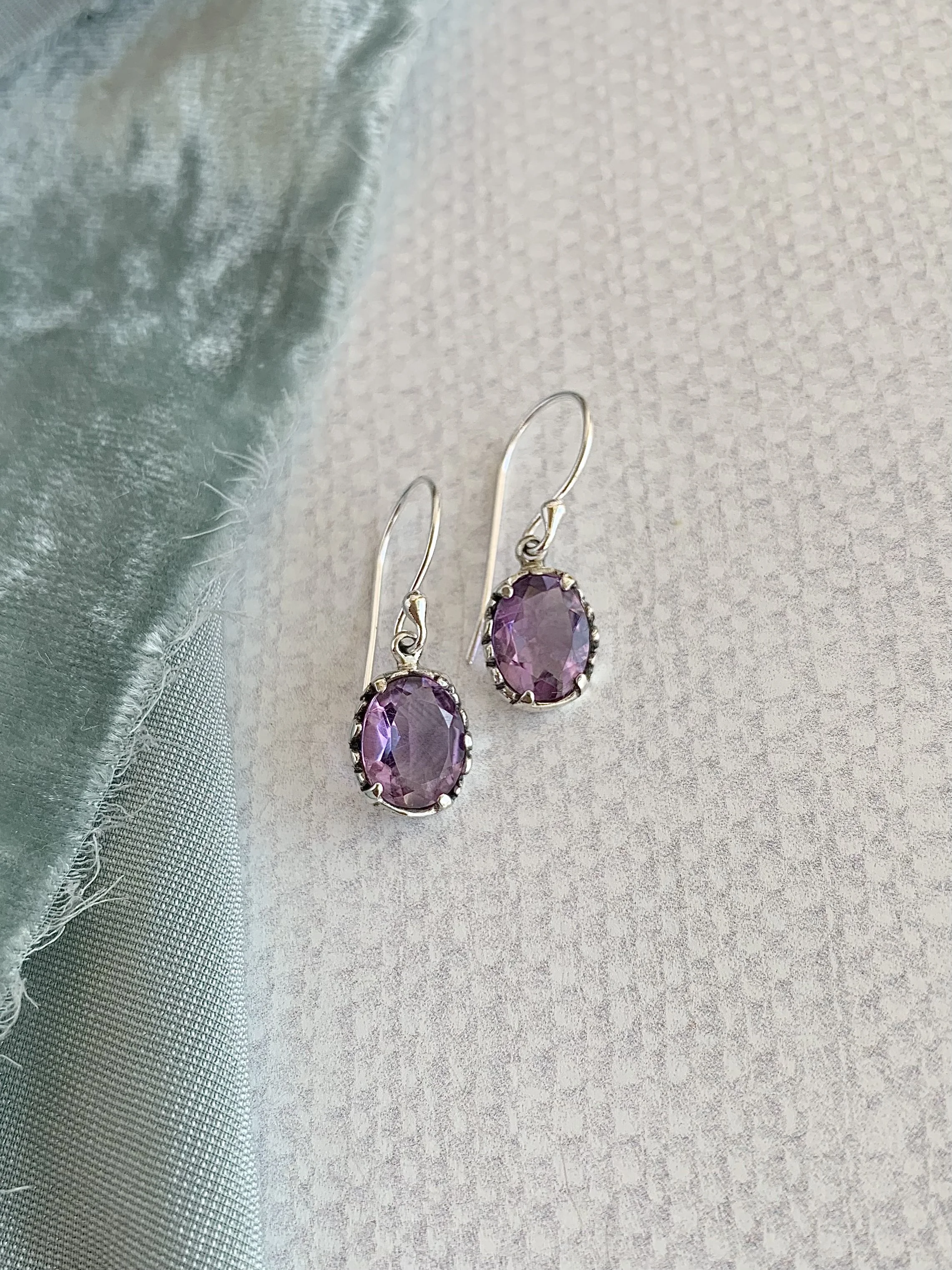 Lovable Amethyst Silver Earrings