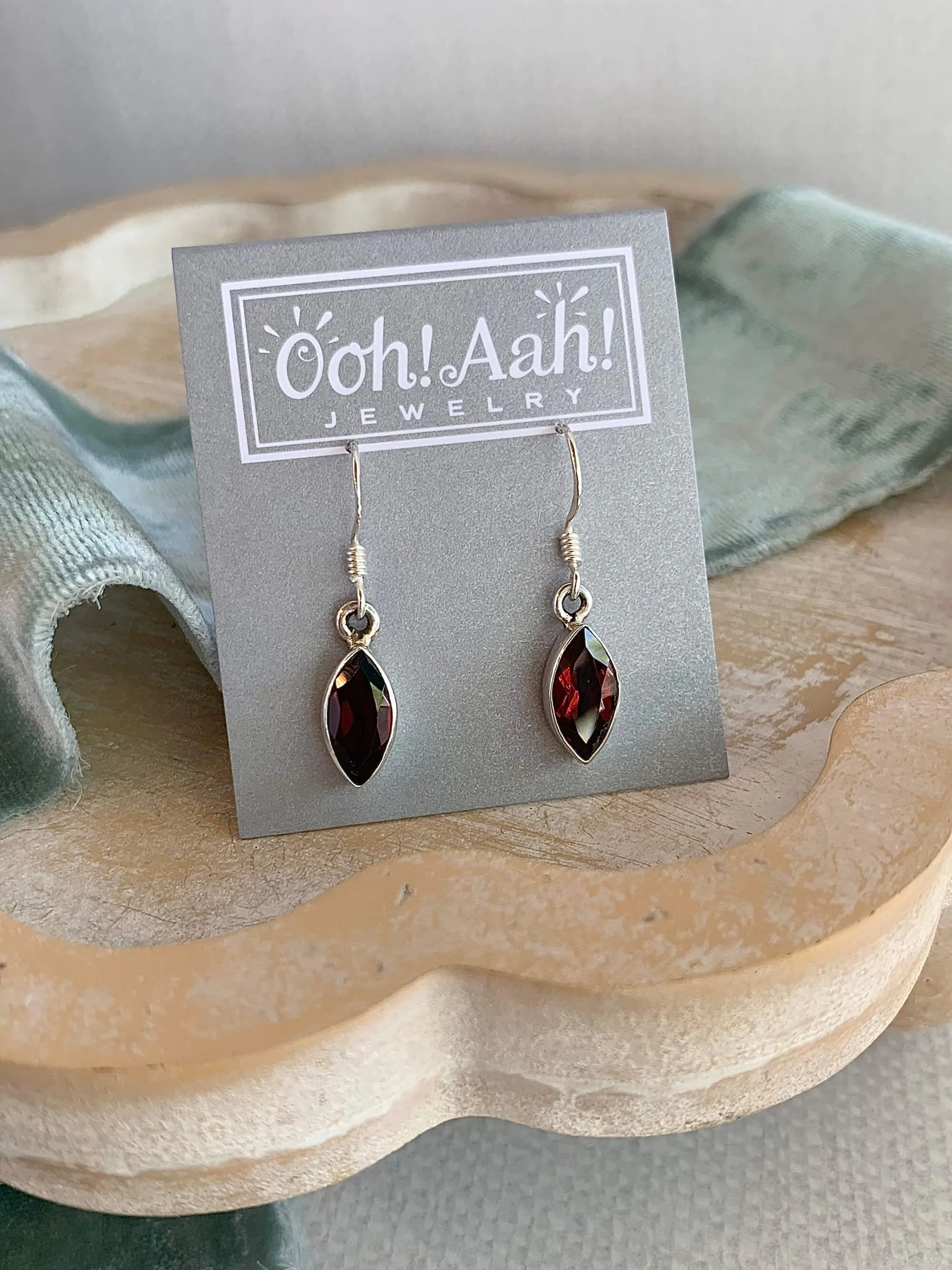 Marquise Garnet Silver Earrings