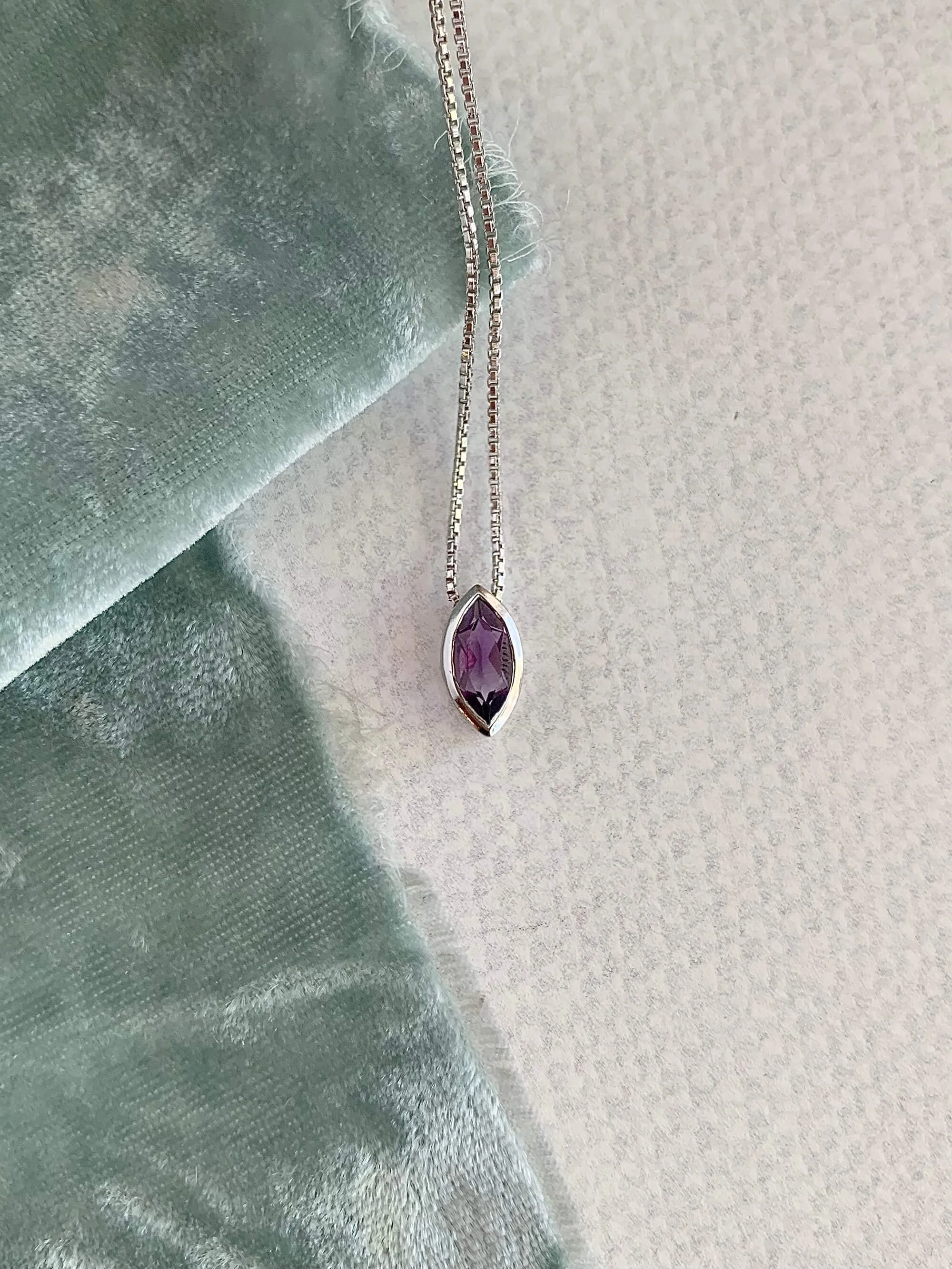 Marquise Amethyst Silver Necklace